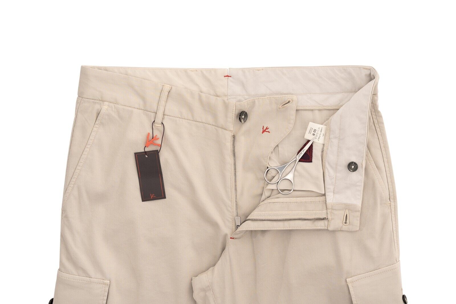 850$ ISAIA NAPOLI Beige Sartorial Cargo Pant Trouser Tapered Cotton