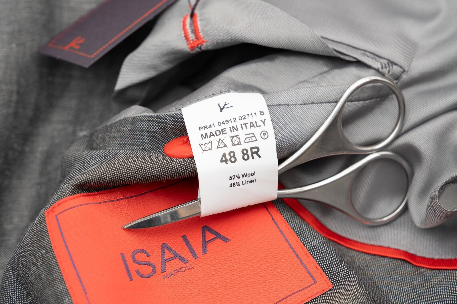 $5800 ISAIA NAPOLI Gray Hand-Sewn Suit Wool & Linen 38 US / 48 EU 8R