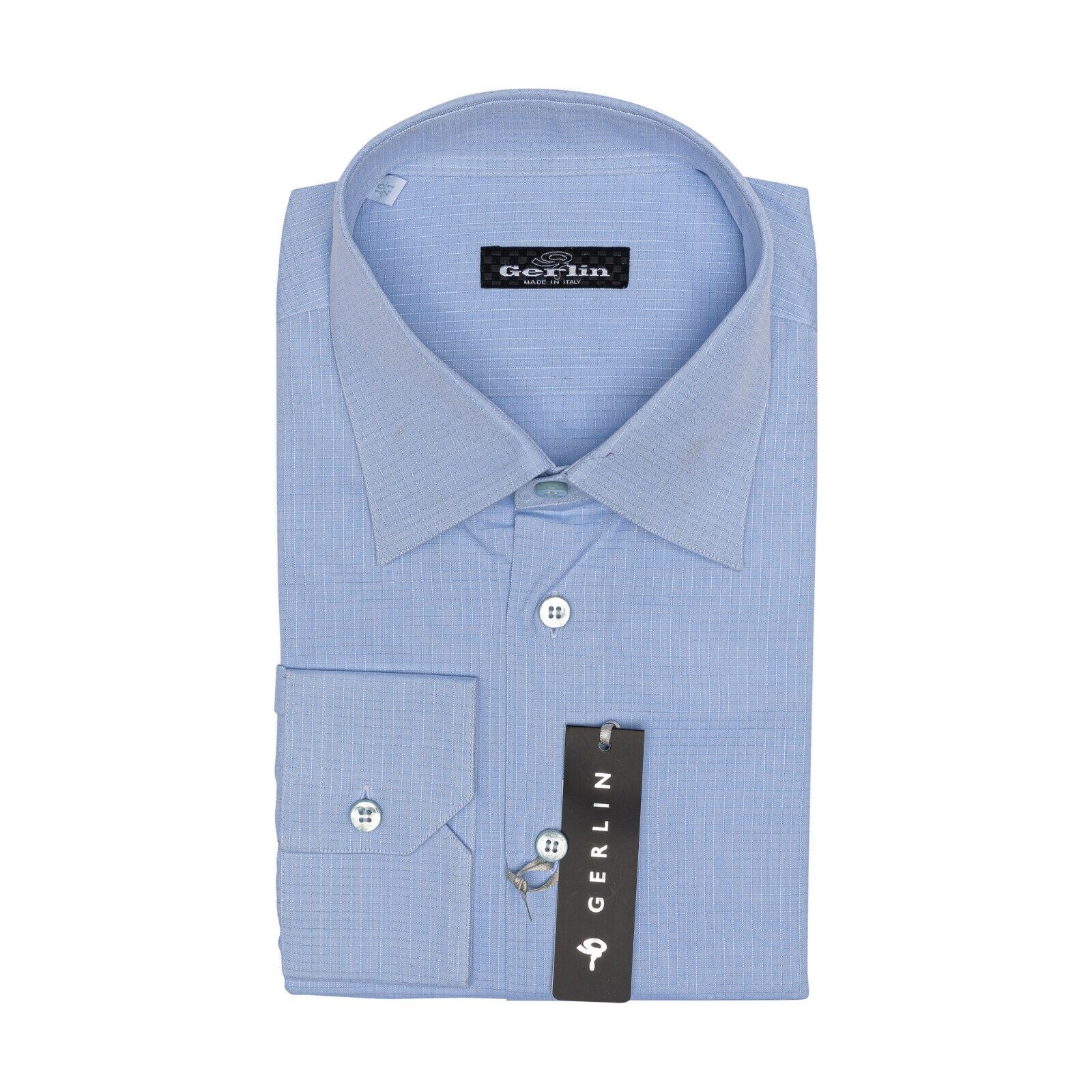690$ LUXURY GERLIN Shirt Blue Check Cotton 16 - 41 2H BIJAN