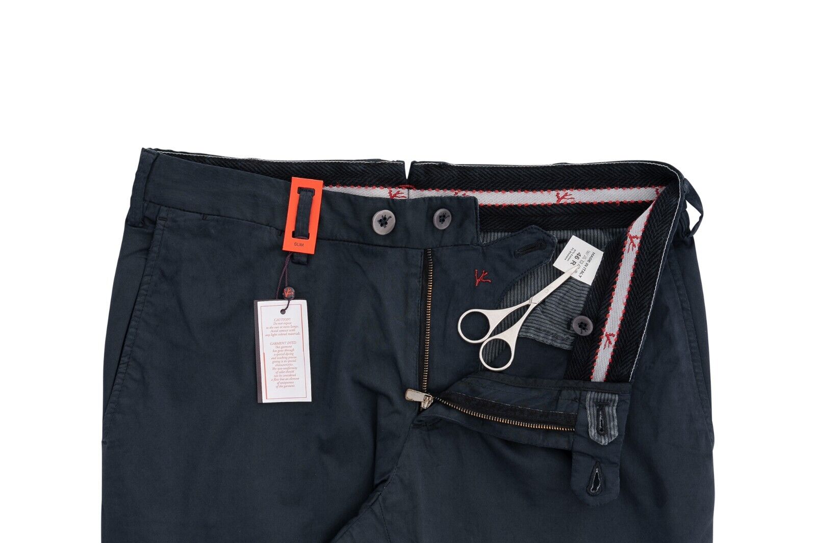 690$ ISAIA NAPOLI Blue Navy Chino Trousers Pant Cotton 30 US / 46 EU Slim Fit