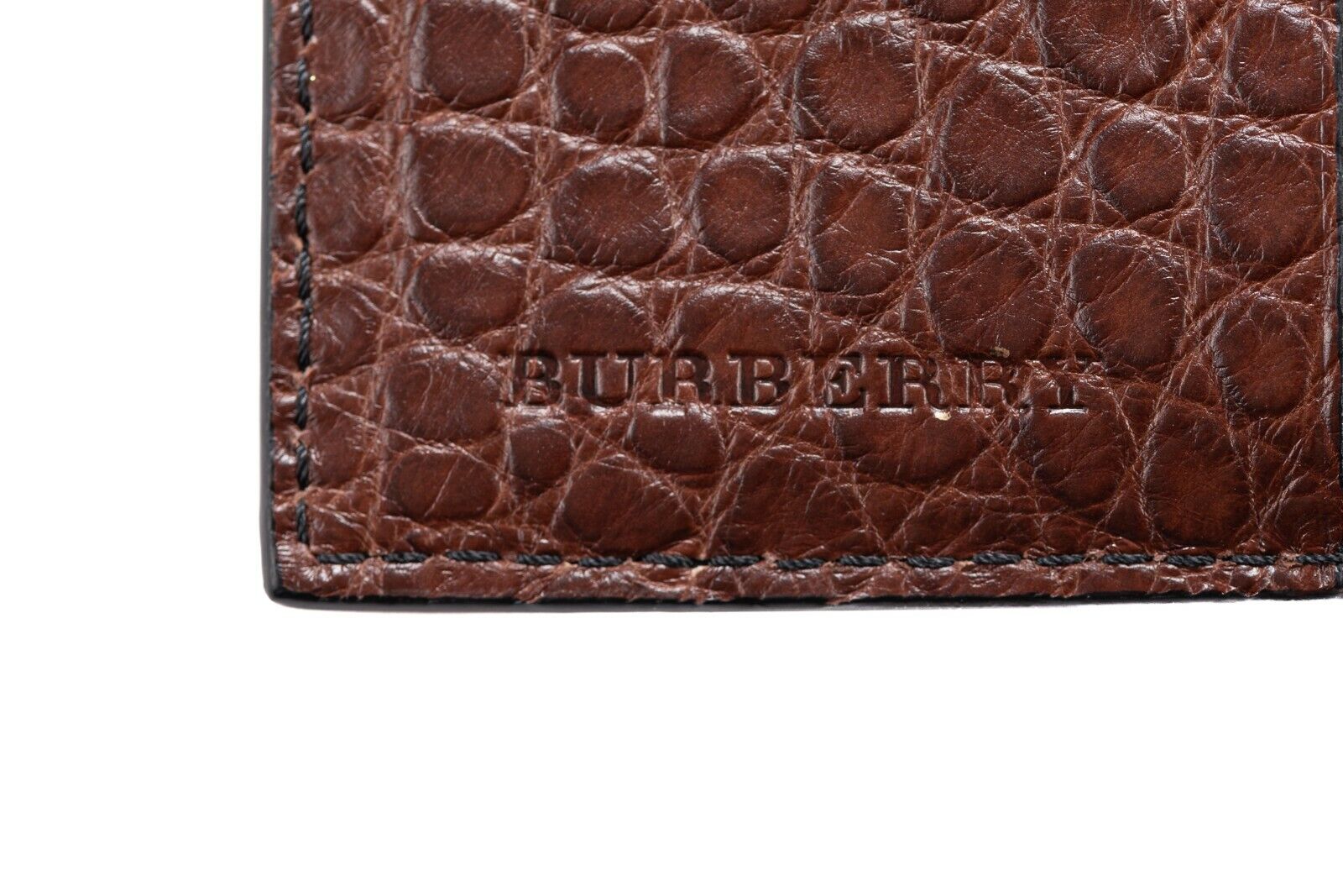 1150$ BURBERRY Genuine Alligator Passport Holder Wallet Deep Claret Unisex