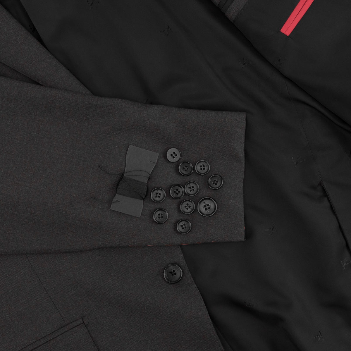 $7120 ISAIA NAPOLI "Gregorio" Dark Gray Suit Hand-Sewn Fine Wool Aquaspider