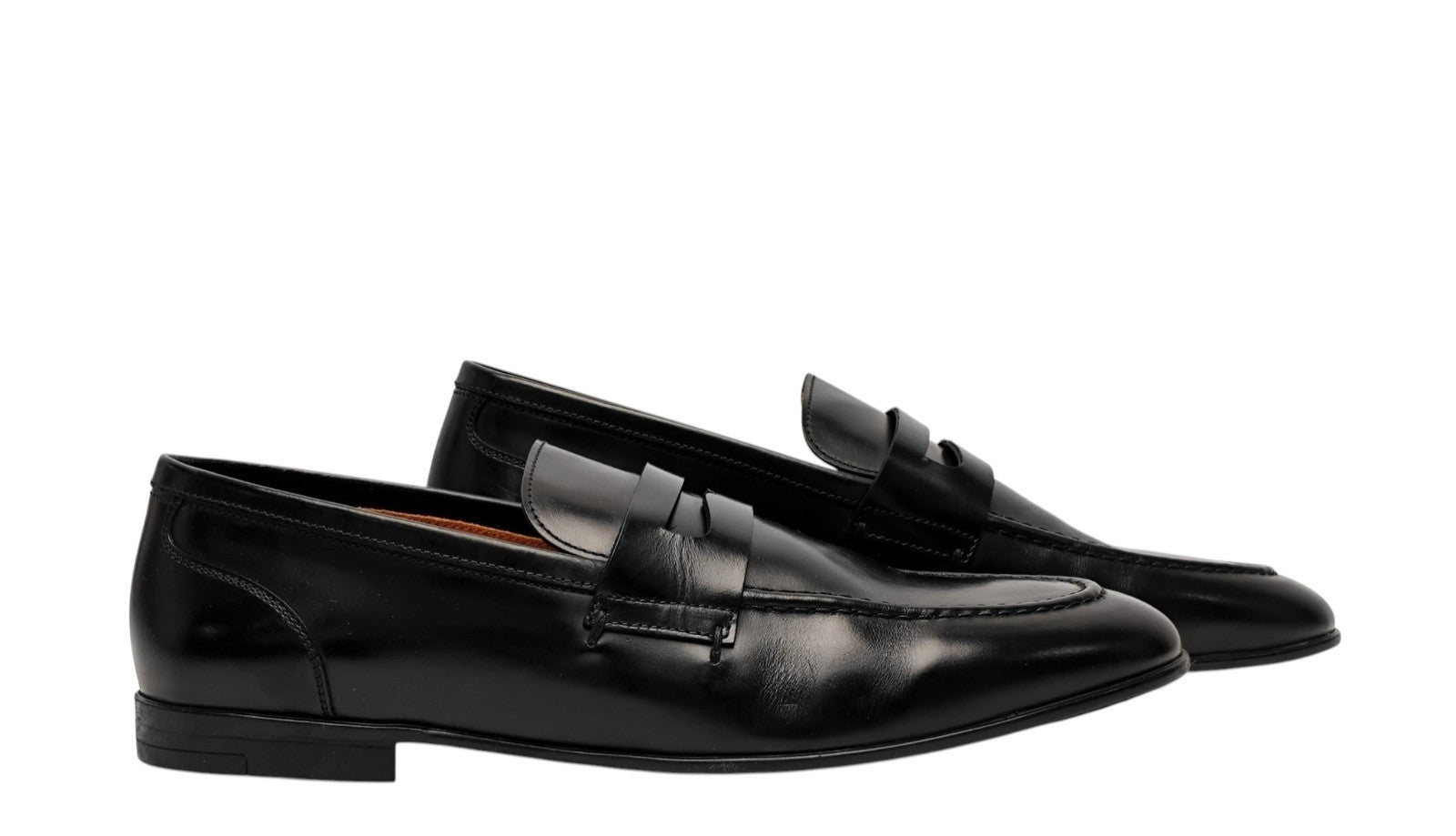 1250$ TESTONI Penny Loafer Shoes Top Calf Black 8 UK / 9 US / 42 IT