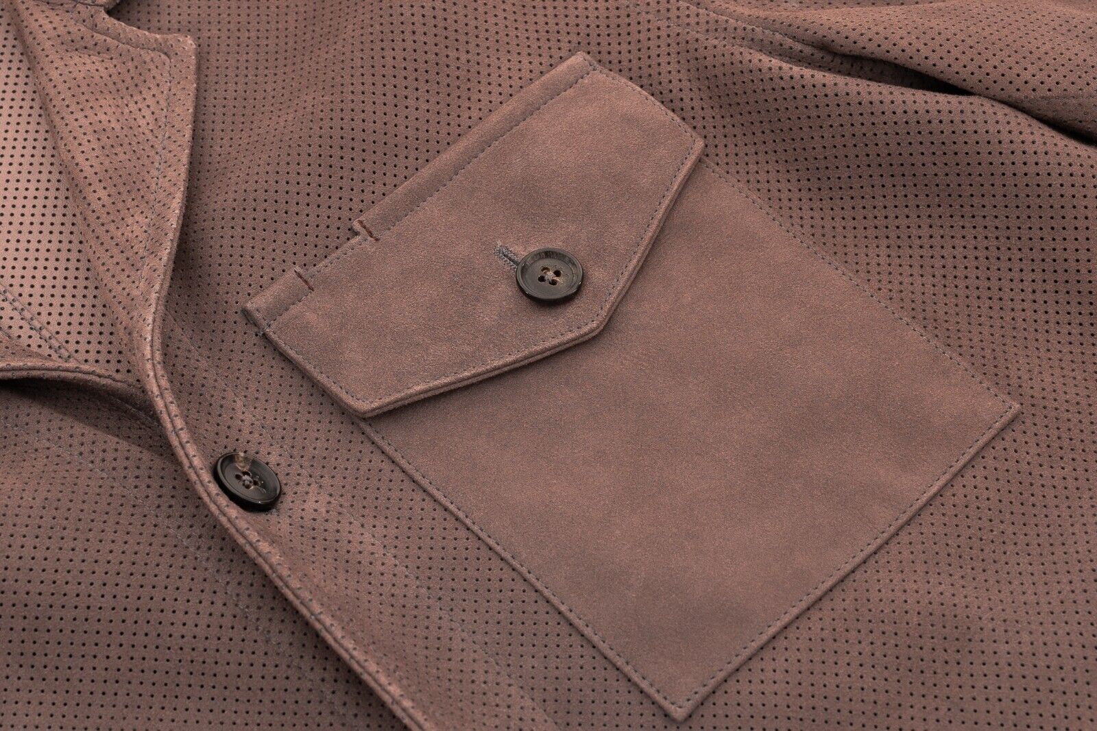 $3500 ISAIA NAPOLI Antique Pink Overshirt Jacket Perforated Lambskin 38 US 48 EU