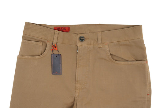 690$ ISAIA NAPOLI Dark Beige Chino 5 Pockets Trousers Pant Twill Cotton