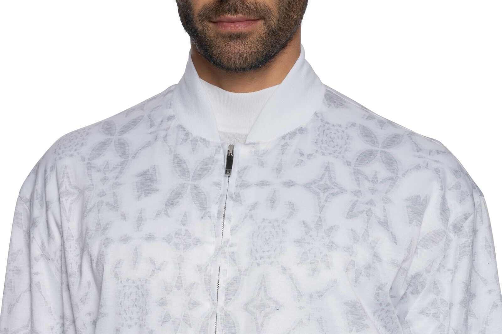 1300$ ITALO FERRETTI Bomber Jacket Jersey White 100% Cotton 44 US / 54 EU ZILLI
