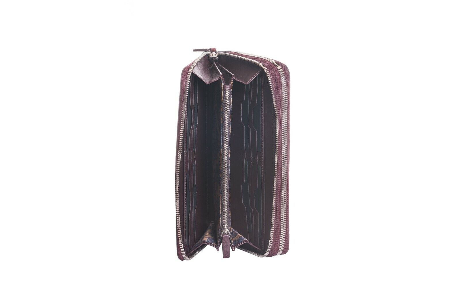 JM ICON by JOHNNY MANGLANI Burgundy Clutch Bag Double Organizer Handbag Wallet