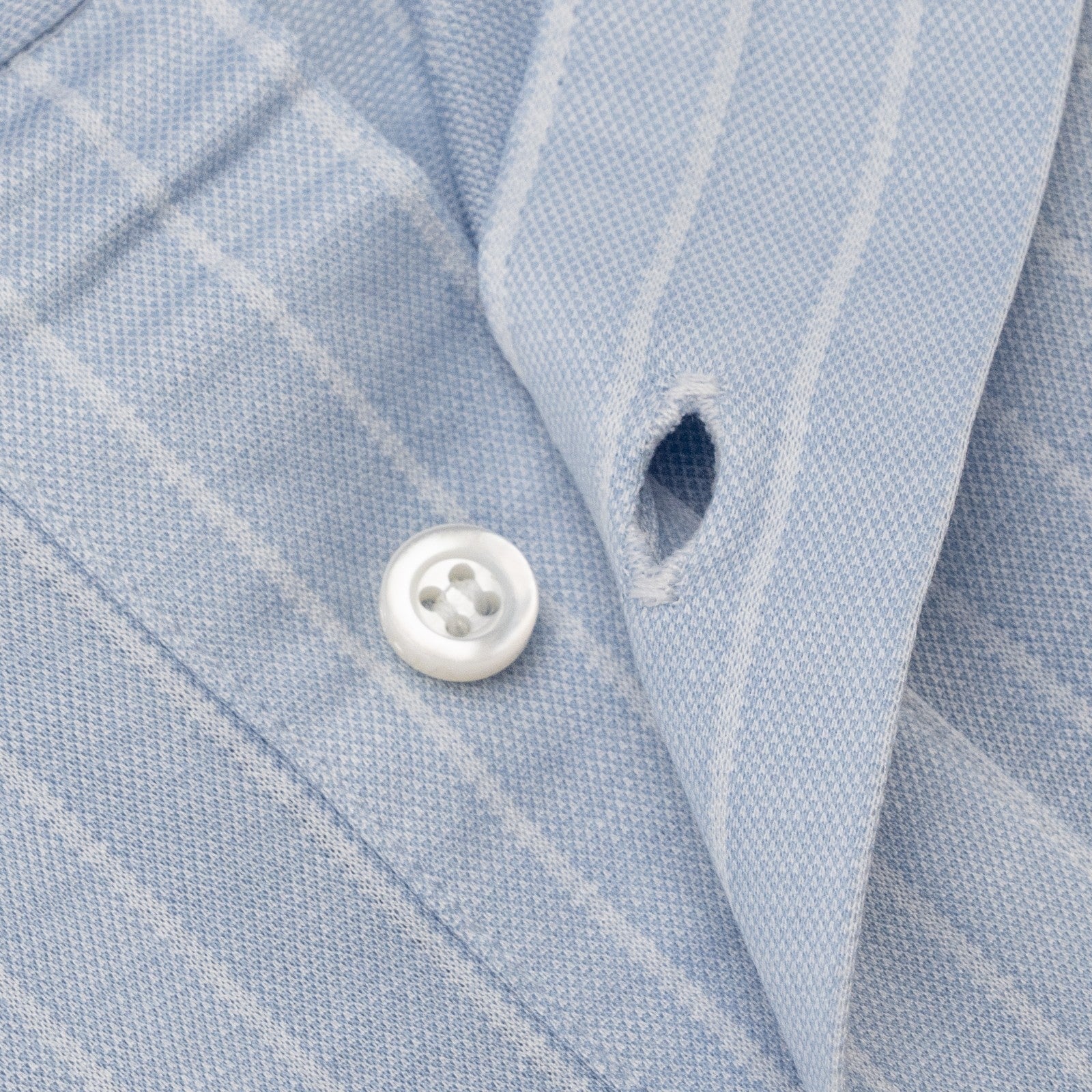 595$ ISAIA NAPOLI Jersey Cotton Stretch Short Sleeve Polo Light Blue Striped