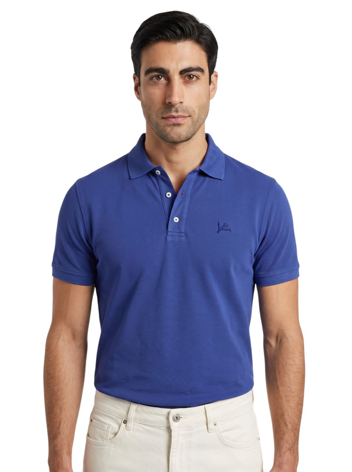 575$ ISAIA NAPOLI Garment Dyed Cotton Piquet Short Sleeve Polo Blue Size M