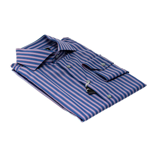 690$ LUXURY GERLIN Shirt Striped Blue Fine Cotton 16 - 41 5G BIJAN