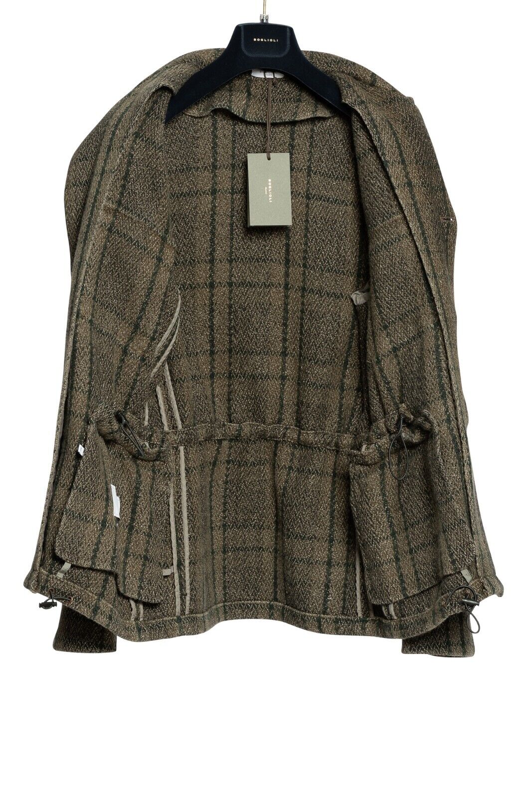 $1700 BOGLIOLI Checks Green Off Field Jacket Coat Wool Silk Linen 40 US / 50 EU