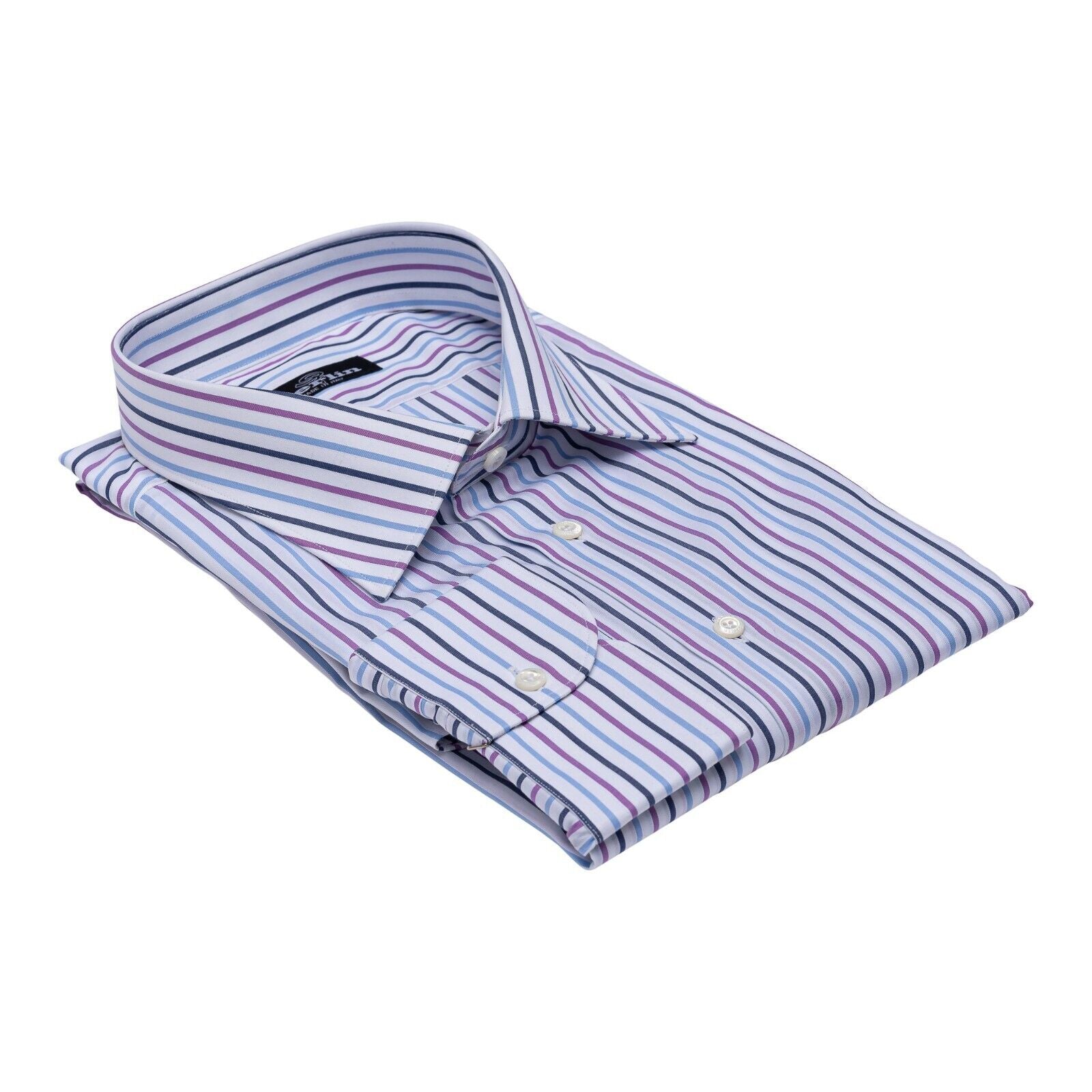 690$ ITALIAN LUXURY GERLIN Shirt White Striped Fine Cotton  2AM ZILLI