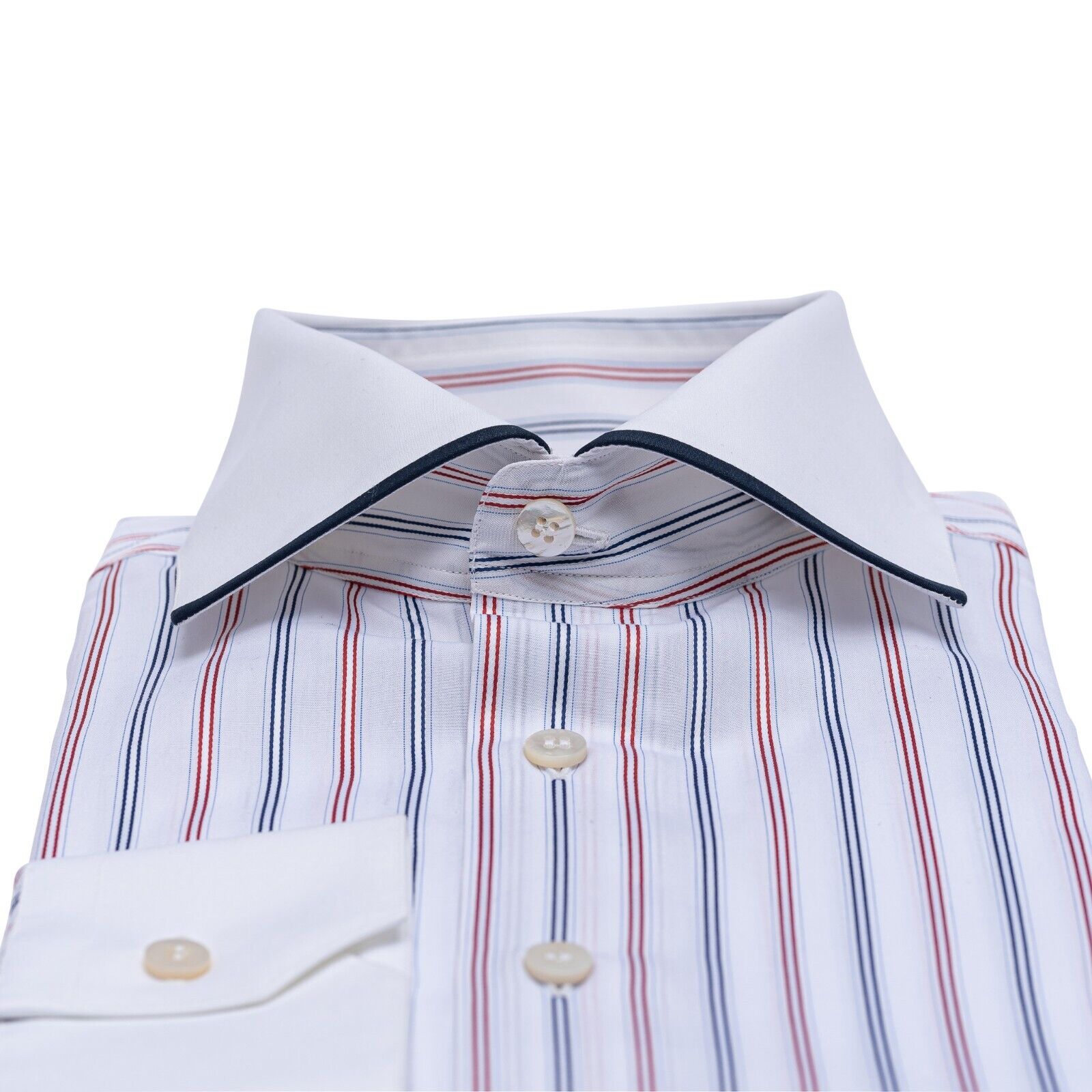 690$ ITALIAN LUXURY GERLIN Shirt Striped White Fine Cotton 2AV BIJAN