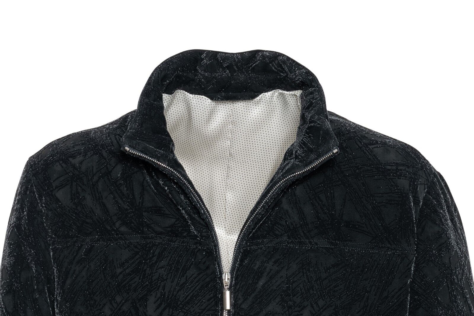 2500$ ITALO FERRETTI Puffer Jacket Black Silk + Jacquard Leather Size L BIJAN