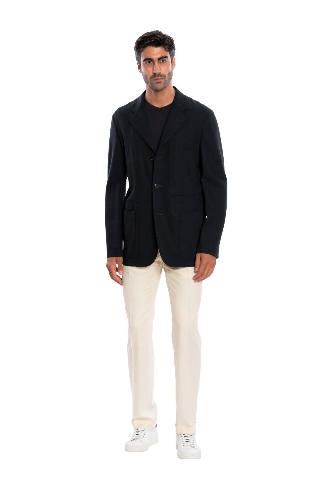 $1500 BOGLIOLI Single Braested Dark Blue Casual Coat Jacket Wool 38 US 48 EU