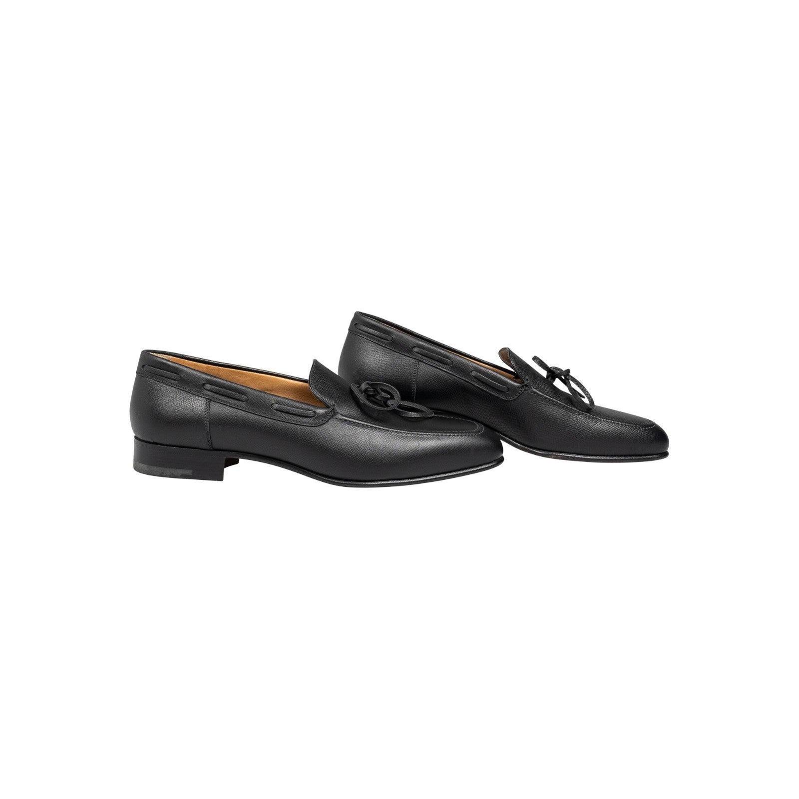 950$ RUBINACCI Napoli Black Grain Leather Tassel Loafers Slip-On Dress Shoes