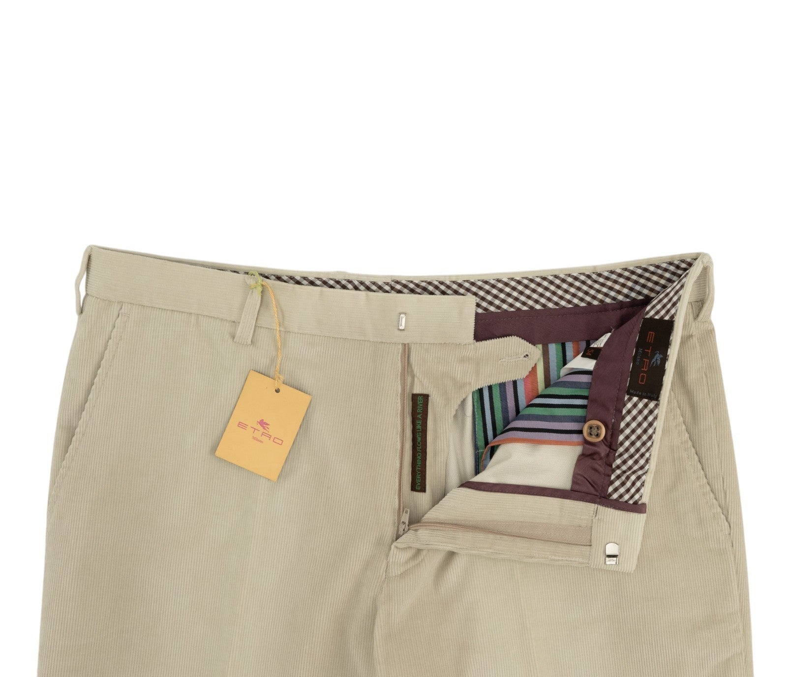 780$ ETRO MILANO Sand Corduroy Cotton Pant Straight Leg - Made in Italy