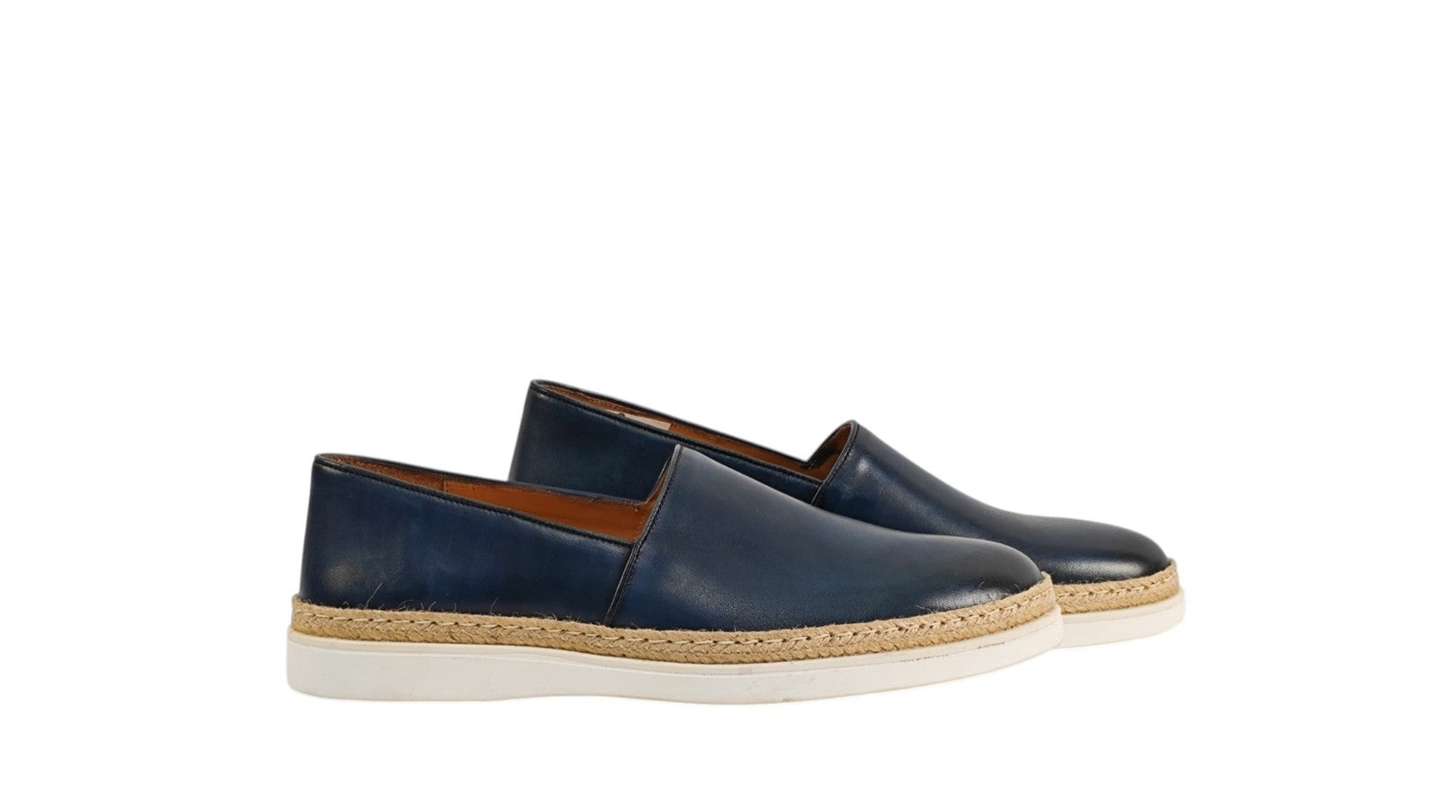 700$ TESTONI Espadrillas Shoes Antique Lux Calf Blue Indigo 8 UK / 9 US / 42 IT