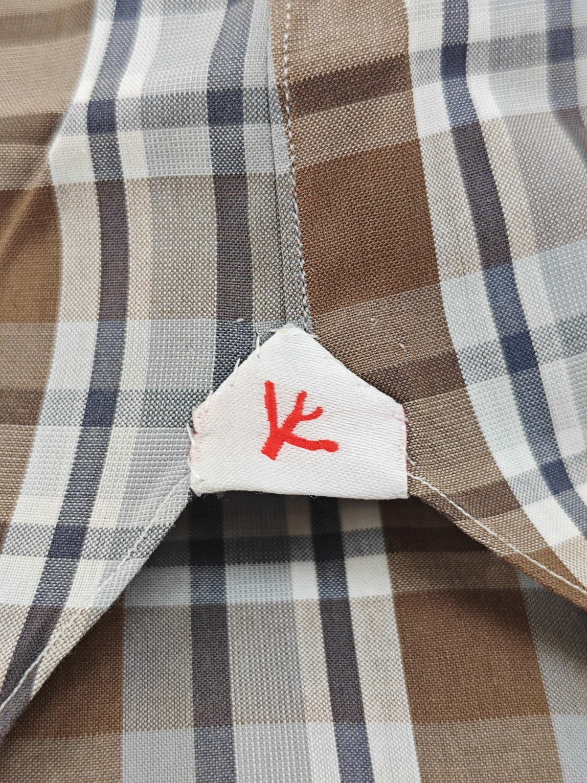 730$ ISAIA "Milano" Dress Shirt Brown Checks Hand-Sewn Fine Cotton 16.5 - 42