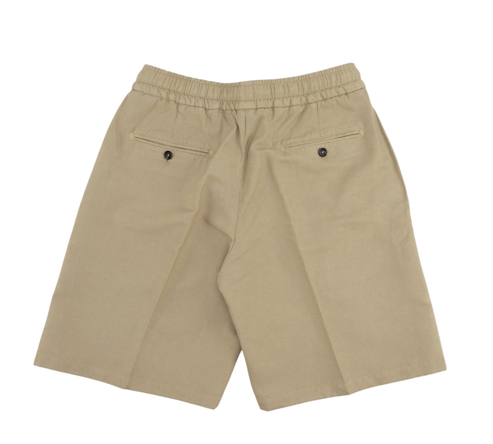 900$ ISAIA NAPOLI Beige Short Drawstring Pant Cotton - Linen Relaxed Fit