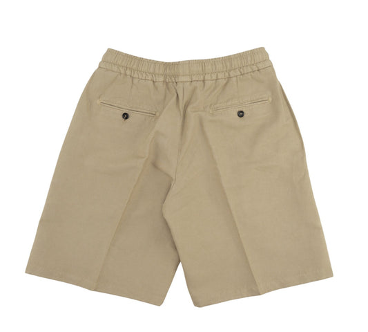 900$ ISAIA NAPOLI Beige Short Drawstring Pant Cotton - Linen Relaxed Fit
