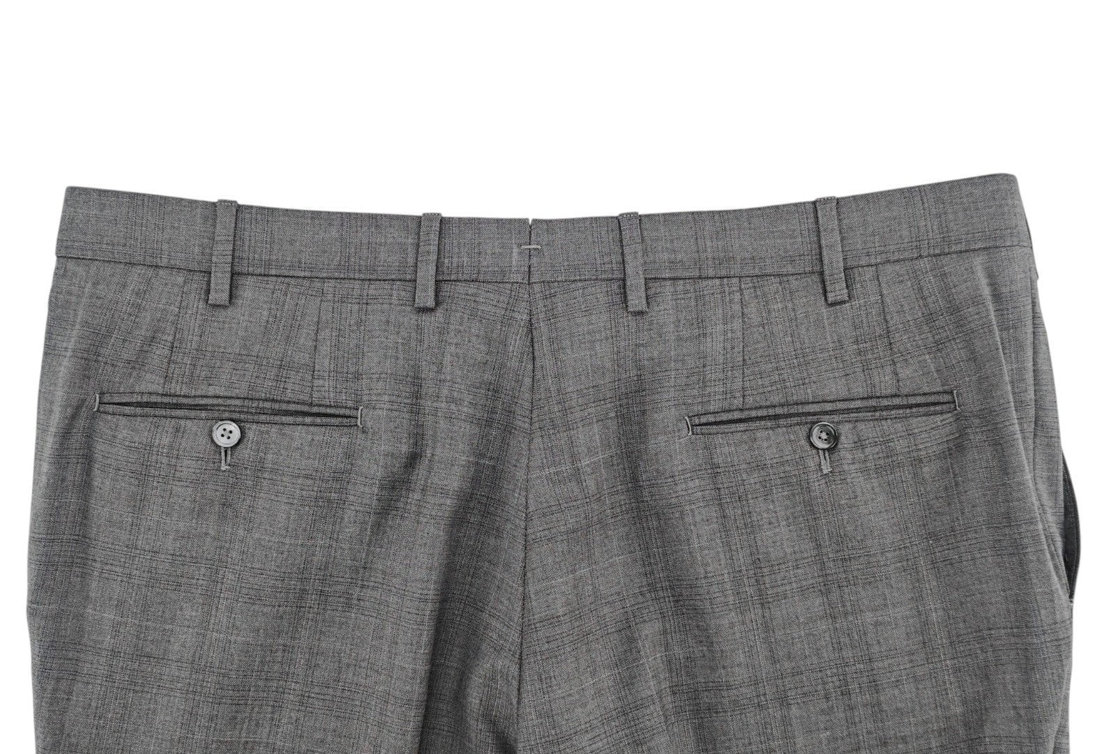 1550$ ISAIA Hand-Sewn Tapered Dress Pant Fine Wool Plaid Gray 36 US / 52 EU 6R