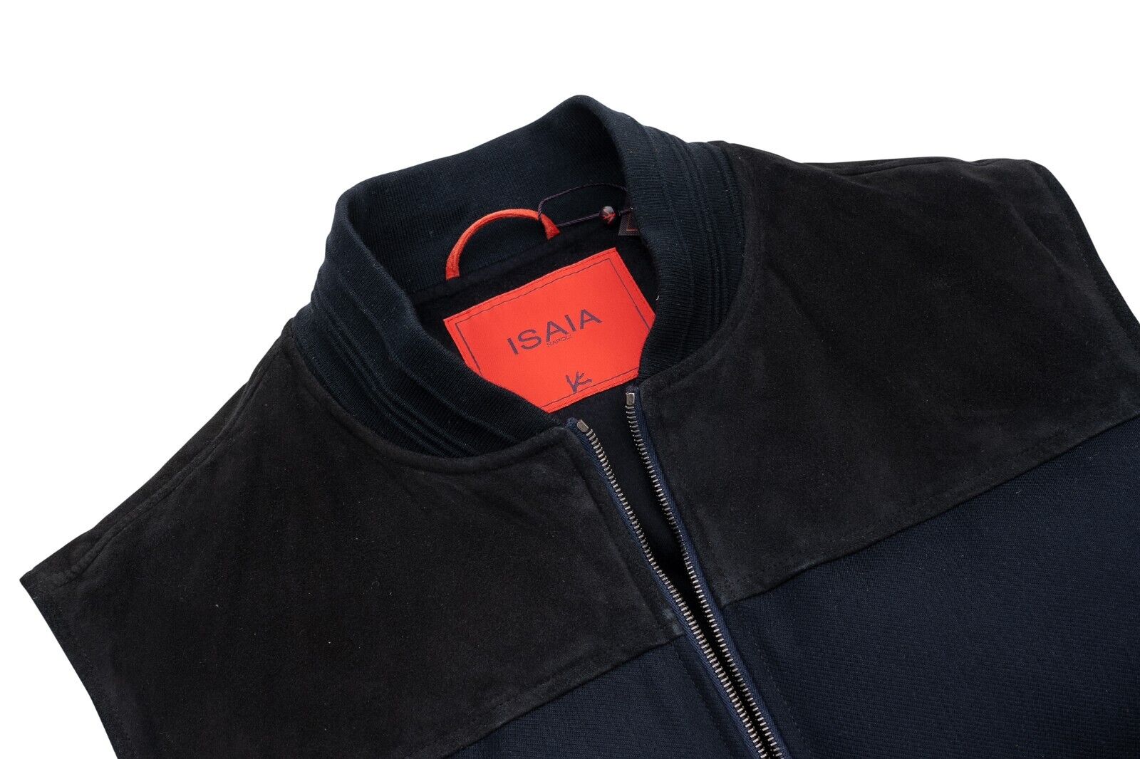 3900$ ISAIA NAPOLI Blue Puffer Vest Techno Wool / Suede / Lining 100% Cashmere