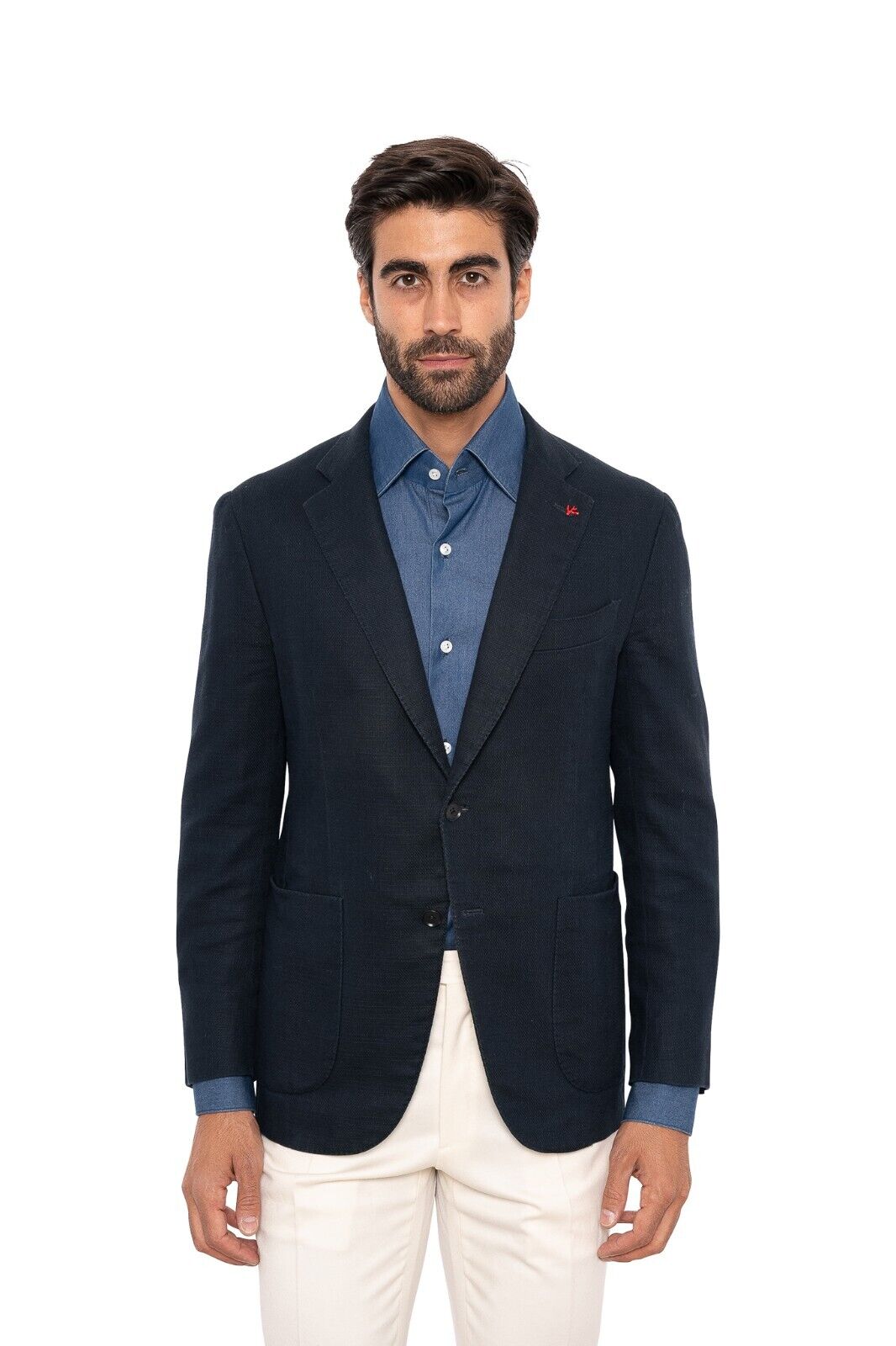 $3800 ISAIA NAPOLI Blue Jacket Sport Coat Washed Cotton / Linen 38 US / 48 EU 7R