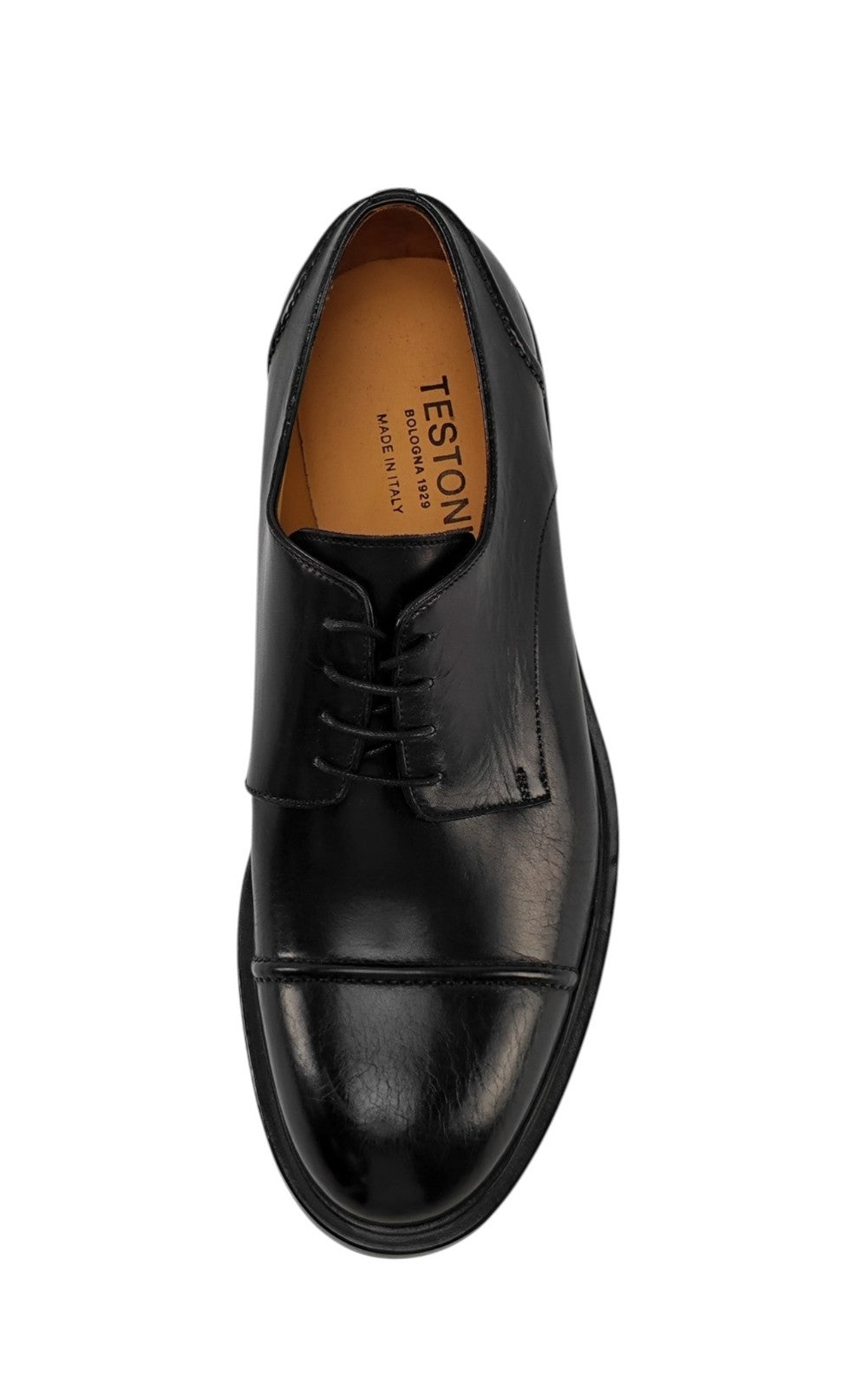 1050$ TESTONI "Alba" BOLOGNESE Derby Shoes Black Lux Calf 8 UK / 9 US / 42 IT