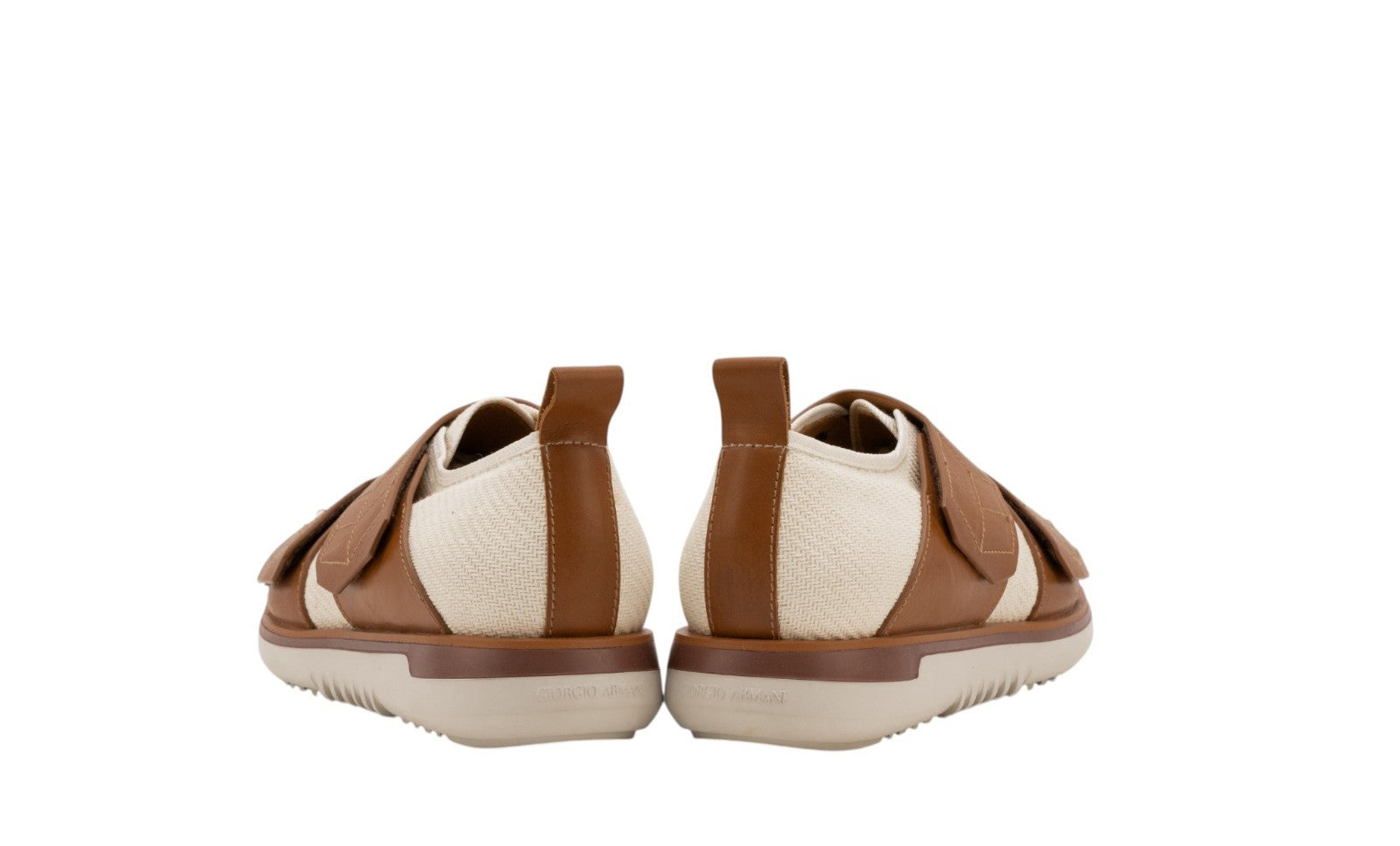 1120$ GIORGIO ARMANI Shoes Sneakers Ivory Canvas Leather 10 UK 11 US 44 IT