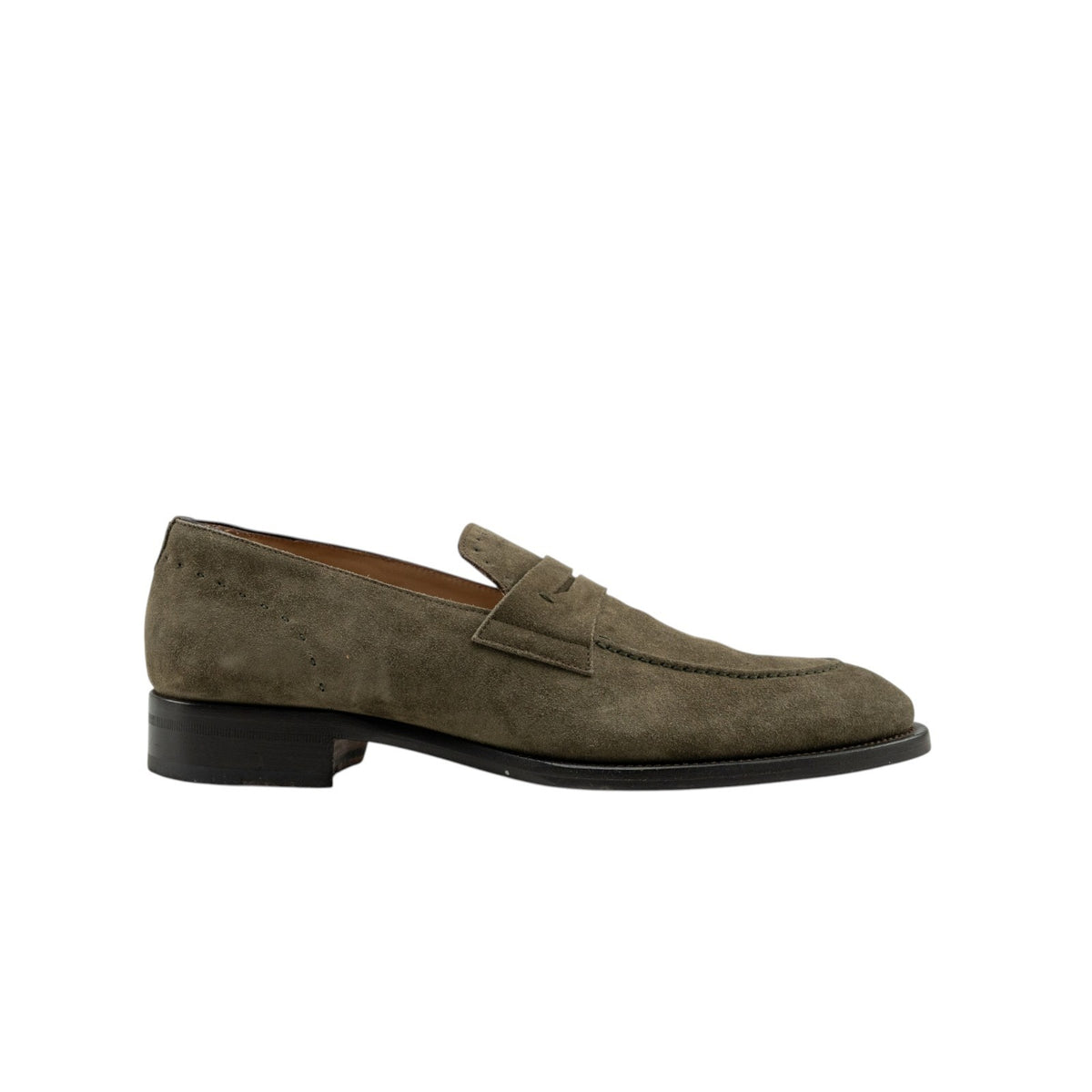 ISAIA NAPOLI Green Suede Penny Loafer Shoes Leather Sole 10 UK / 11 US / 44 IT