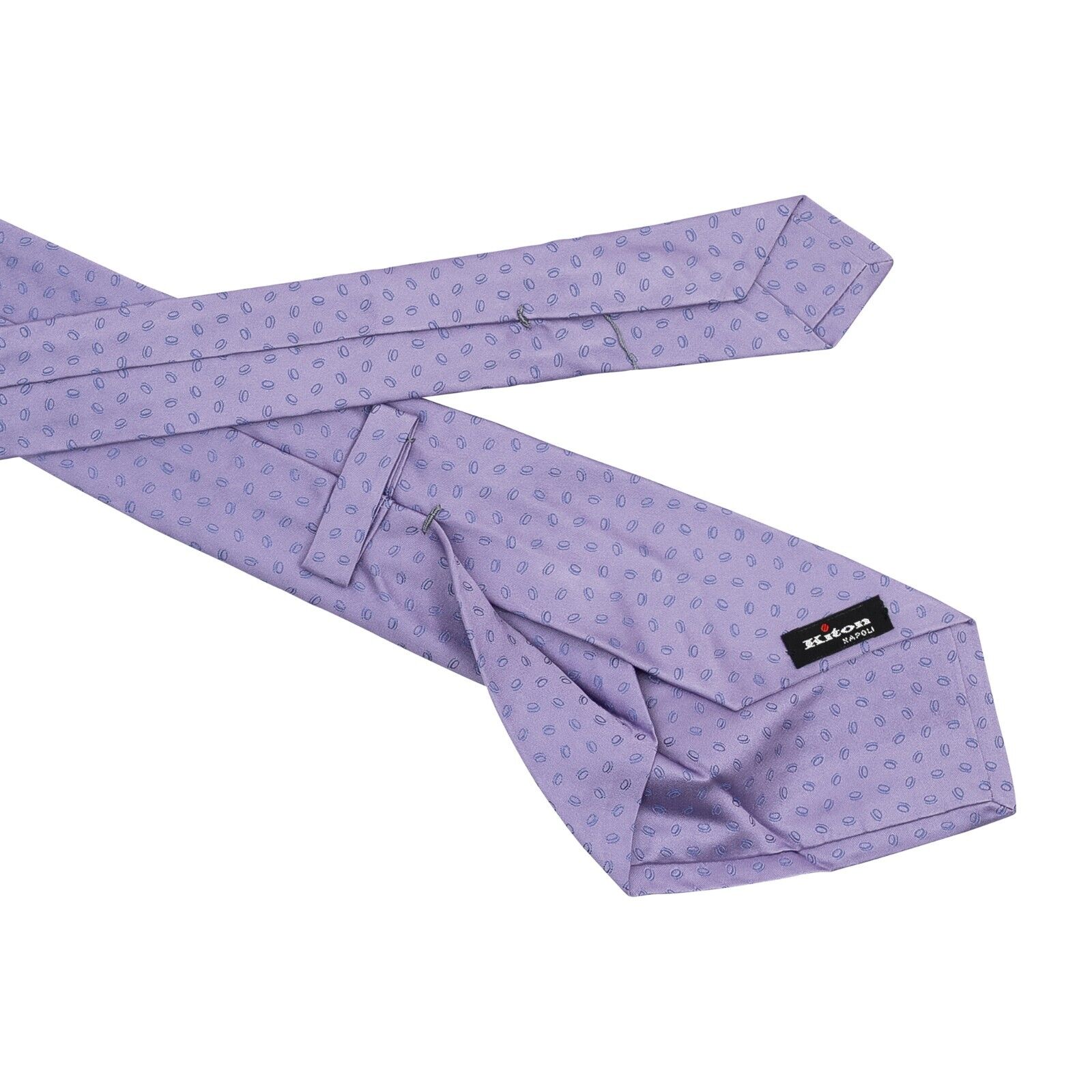 $330 KITON NAPOLI Hand-sewn 7 - Fold Tie Lilac 100% Silk 148cm - 8.5cm