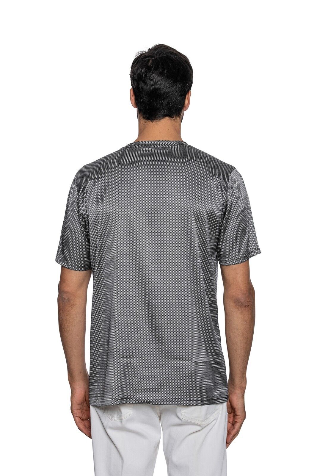 750$ ITALO FERRETTI T-Shirt Gray "V-Neck 100% Silk COMO 42 US / 52 EU ZILLI