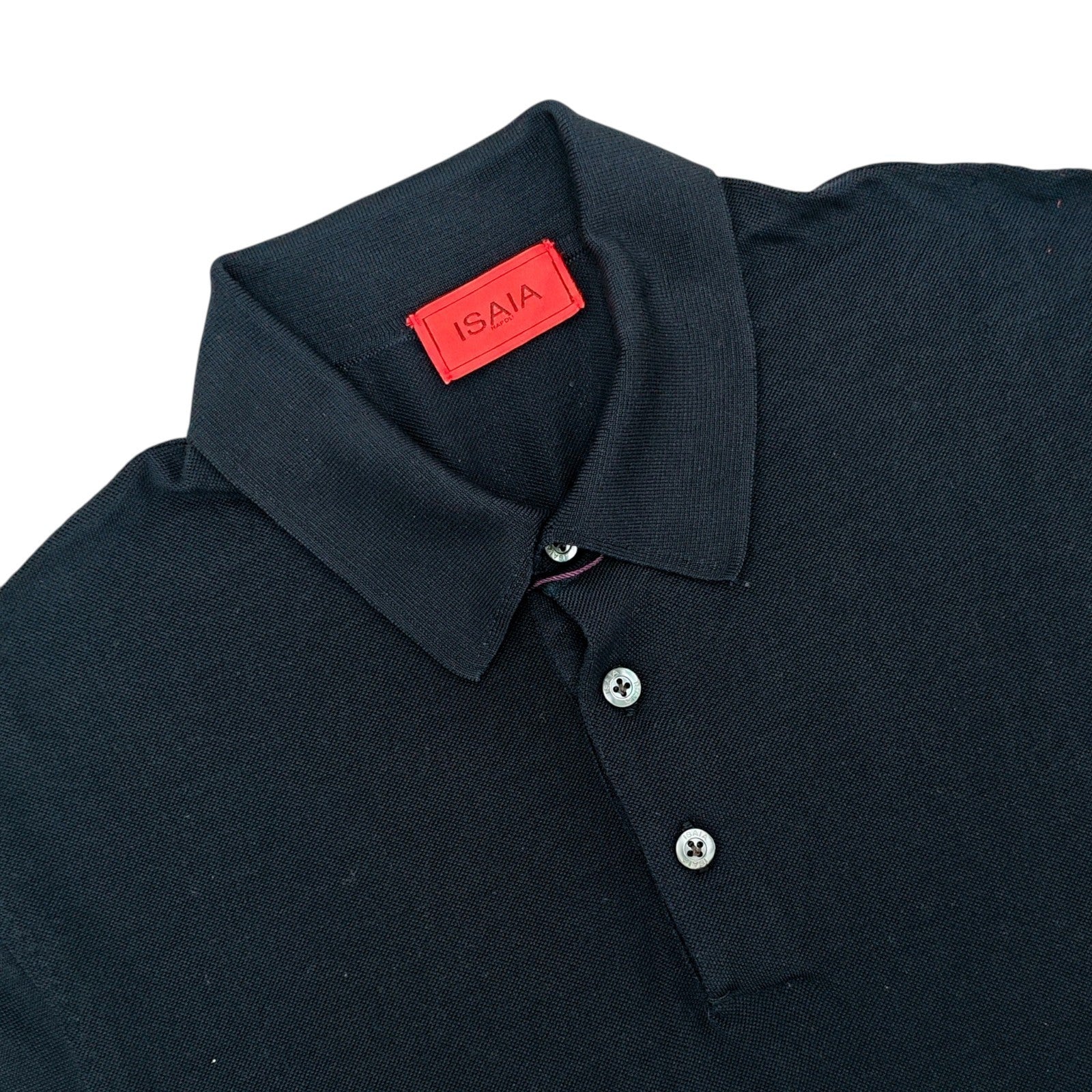 1450$ ISAIA NAPOLI Blue Navy Polo Long Sleeve Sweater Knit 100% Silk M