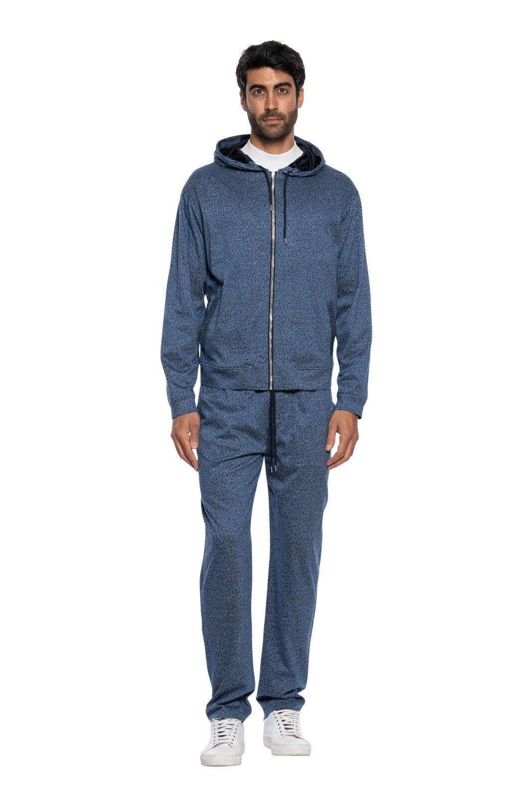 2000$ ITALO FERRETTI Tracksuit Jogging Suit Blue "FLORAL" 100% Cotton Size L