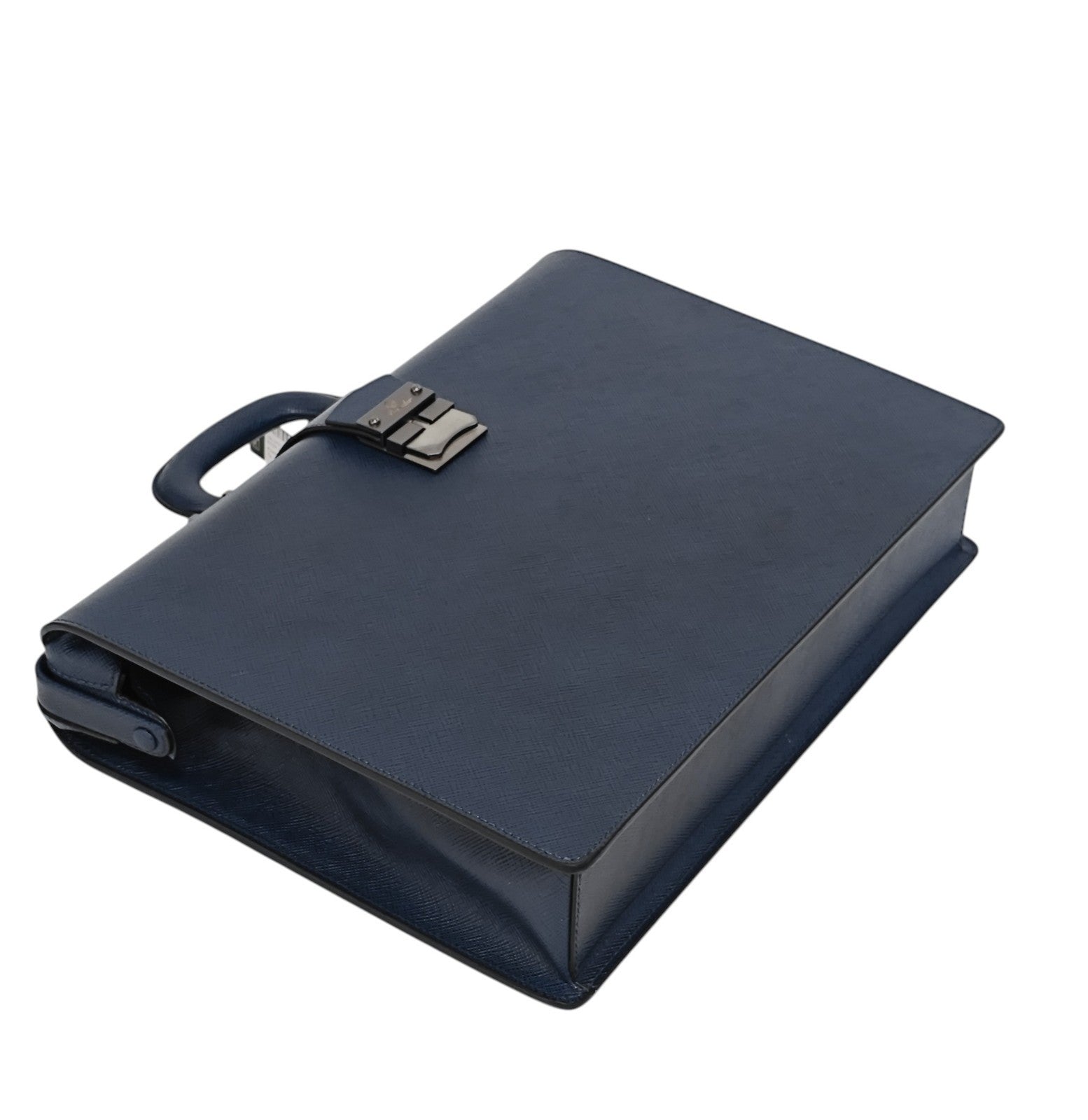 1530$ PINEIDER FIRENZE 1774 Diplomatic Briefcase Work Bag Blue Saffiano Calf