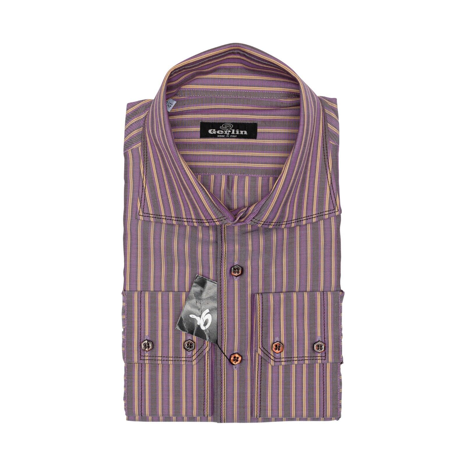 690$ ITALIAN LUXURY GERLIN Shirt Striped TWILL Cotton 16 - 41  9P BIJAN