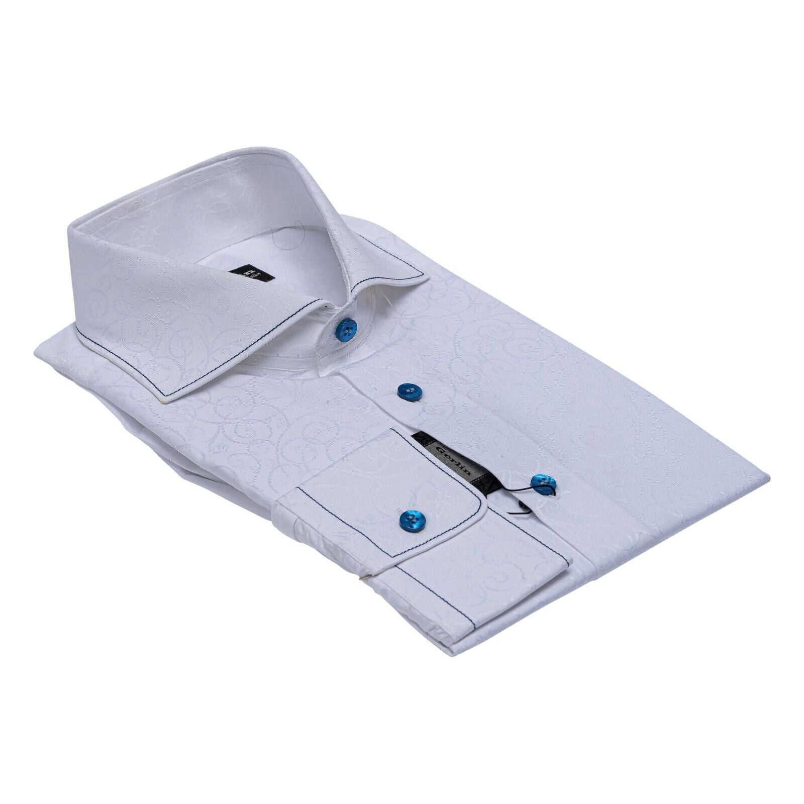 LUXURY 690$ GERLIN Shirt White Jacquard ALUMO Cotton 16 - 41 2A ZILLI