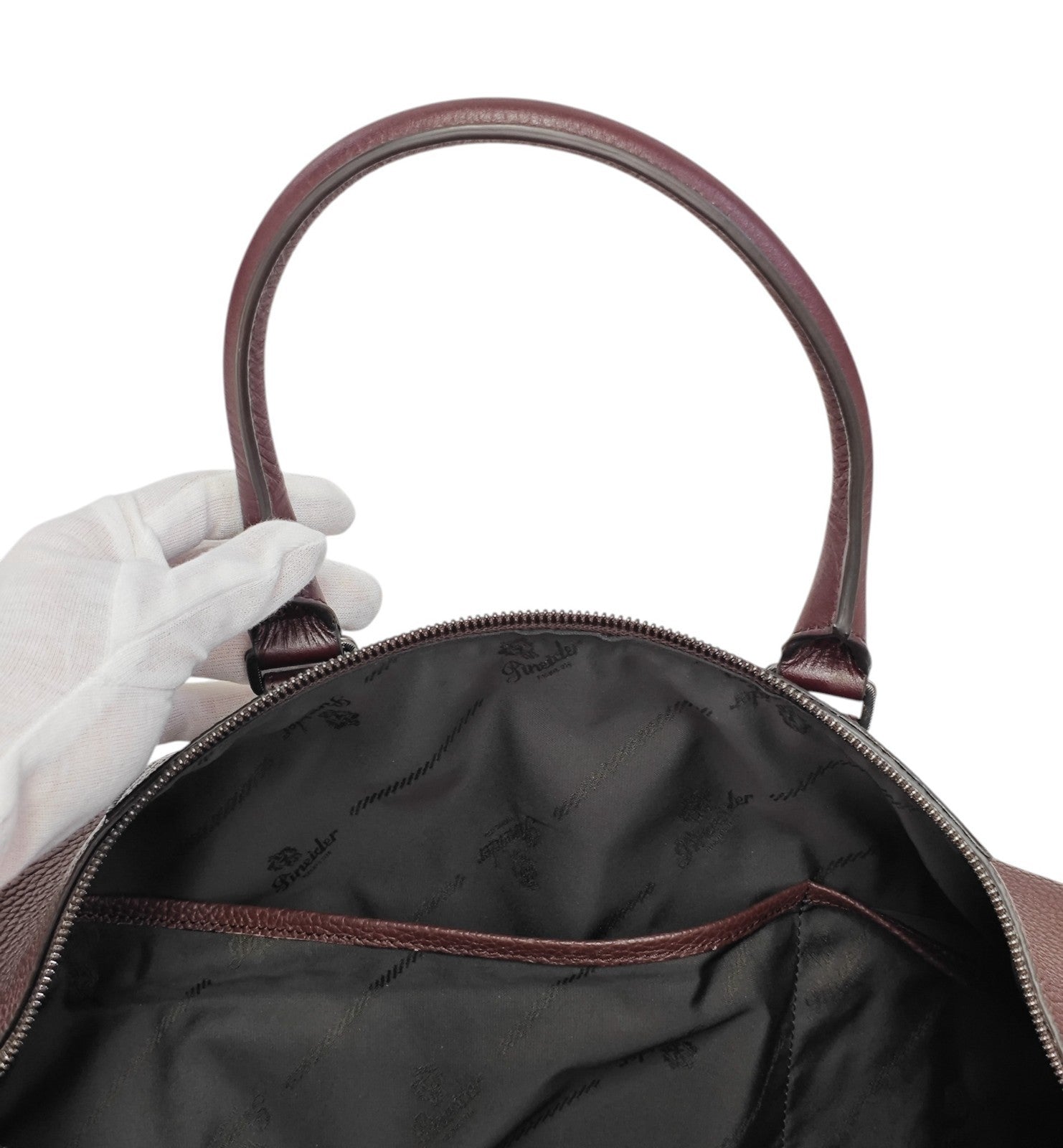1950$ PINEIDER FIRENZE Burgundy Grain Calf Shoulder Travel Duffle Bag XL