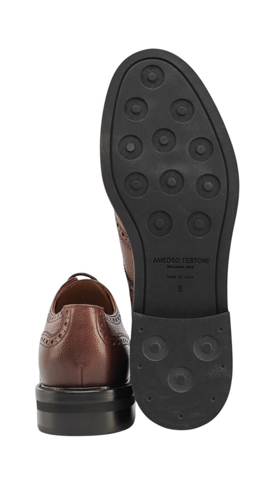 1200$ TESTONI "Camogli" Brown Derby Shoes Soft Grain Calf 8 UK / 9 US / 42 IT