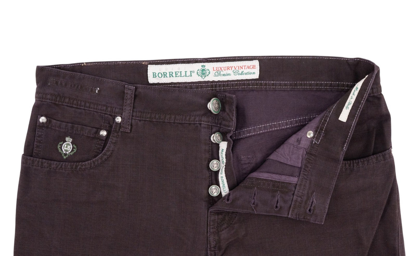415$ LUIGI BORRELLI NAPOLI 5 Pockets Plum Denim Jeans Cotton 34 US / 50 EU