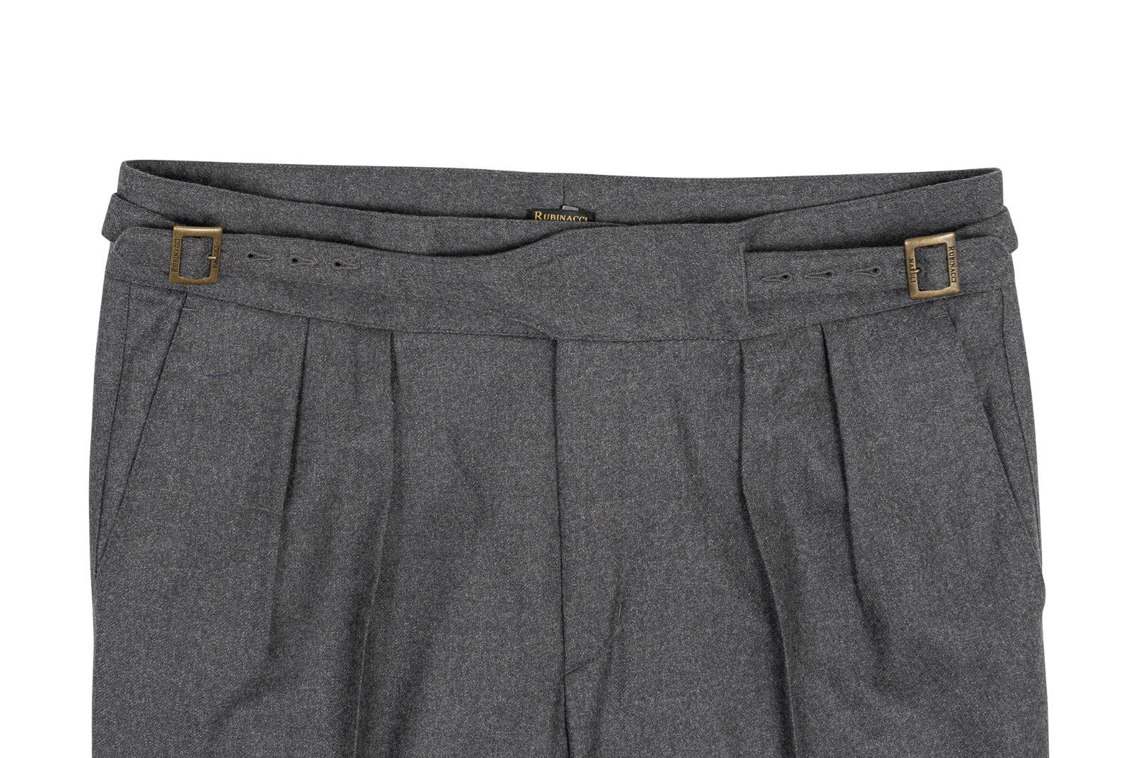670$ RUBINACCI NAPOLI "Manny" Gray Flannel Wool High Rise Pant 36 US / 52 EU