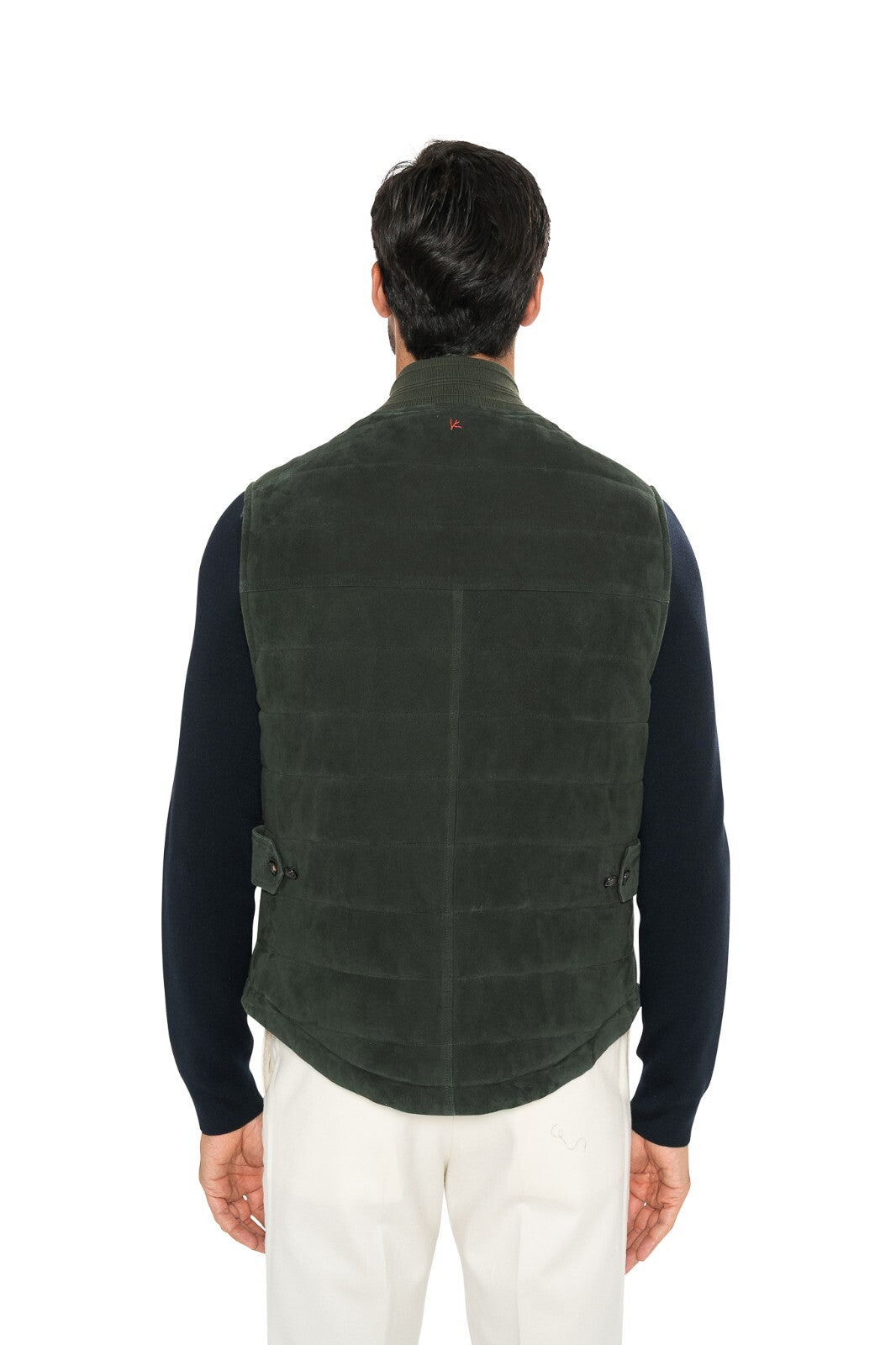 4500$ ISAIA NAPOLI Dark Forest Green Vest Jacket Lambskin Leather 40 US / 50 EU