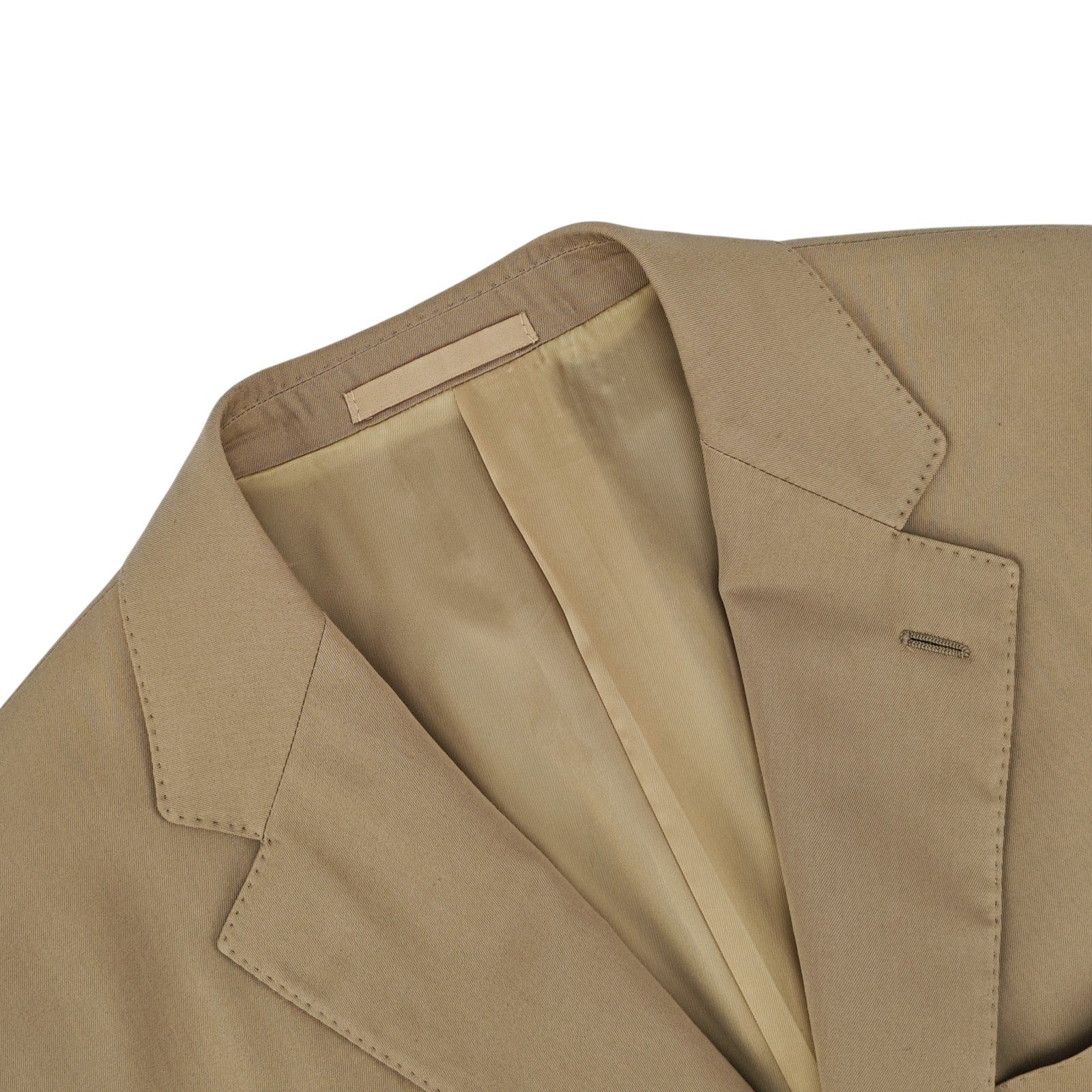 $1800 RAFFAELE CARUSO Beige Handmade 3/2 Roll Suit 100% Cotton 44 US / 54 EU