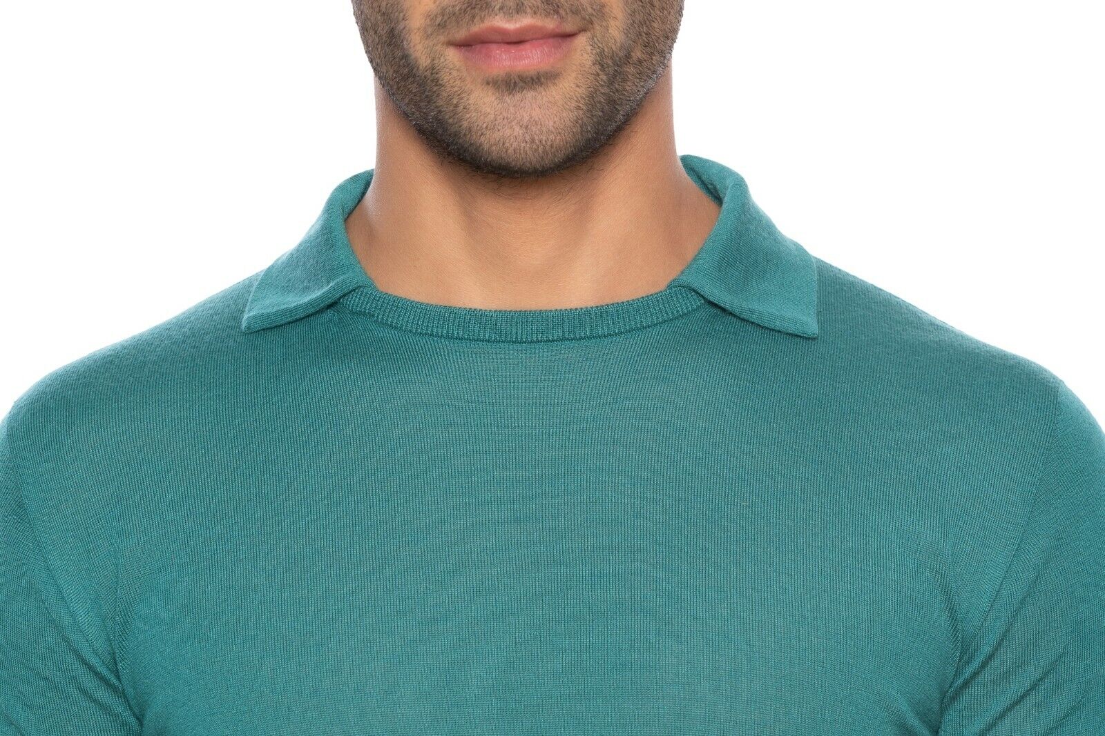 1150$ GIORGIO ARMANI Sweater with Collar 100% Cashmere Jade 38 US / 48 EU Slim