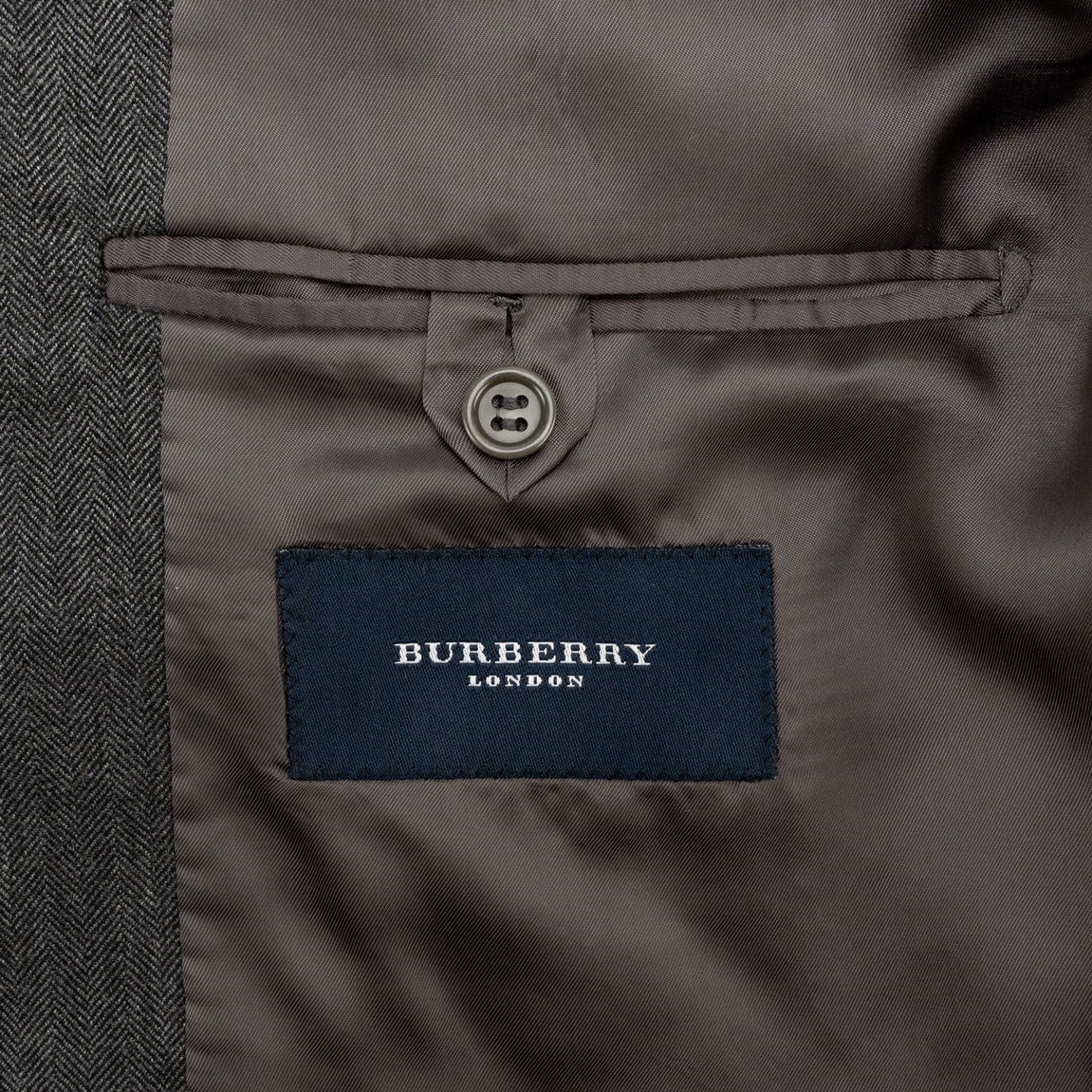 3480$ BURBERRY LONDON Suit Dark Gray Herringbone 100% Cashmere 48 US / 58 IT