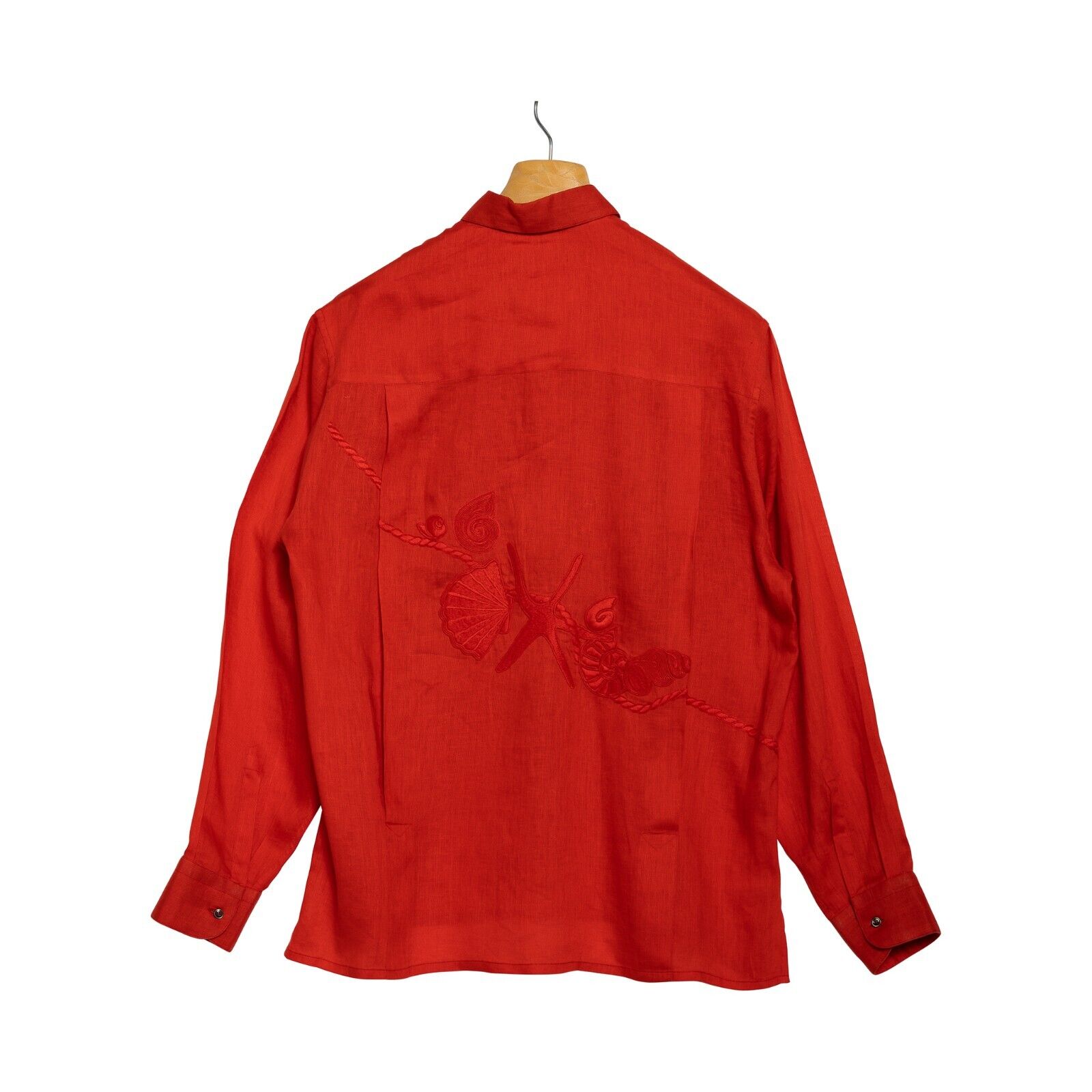 950$ LUXURY GERLIN Shirt "CORAL" Red 100% IRISH Linen 15.75 - 40