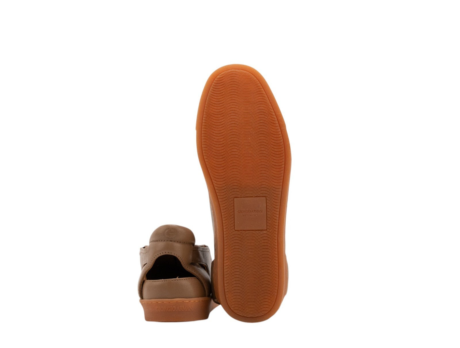 1450$ GIORGIO ARMANI Runway Sandal Zip Shoes With Cut-Outs Light Brown Leather
