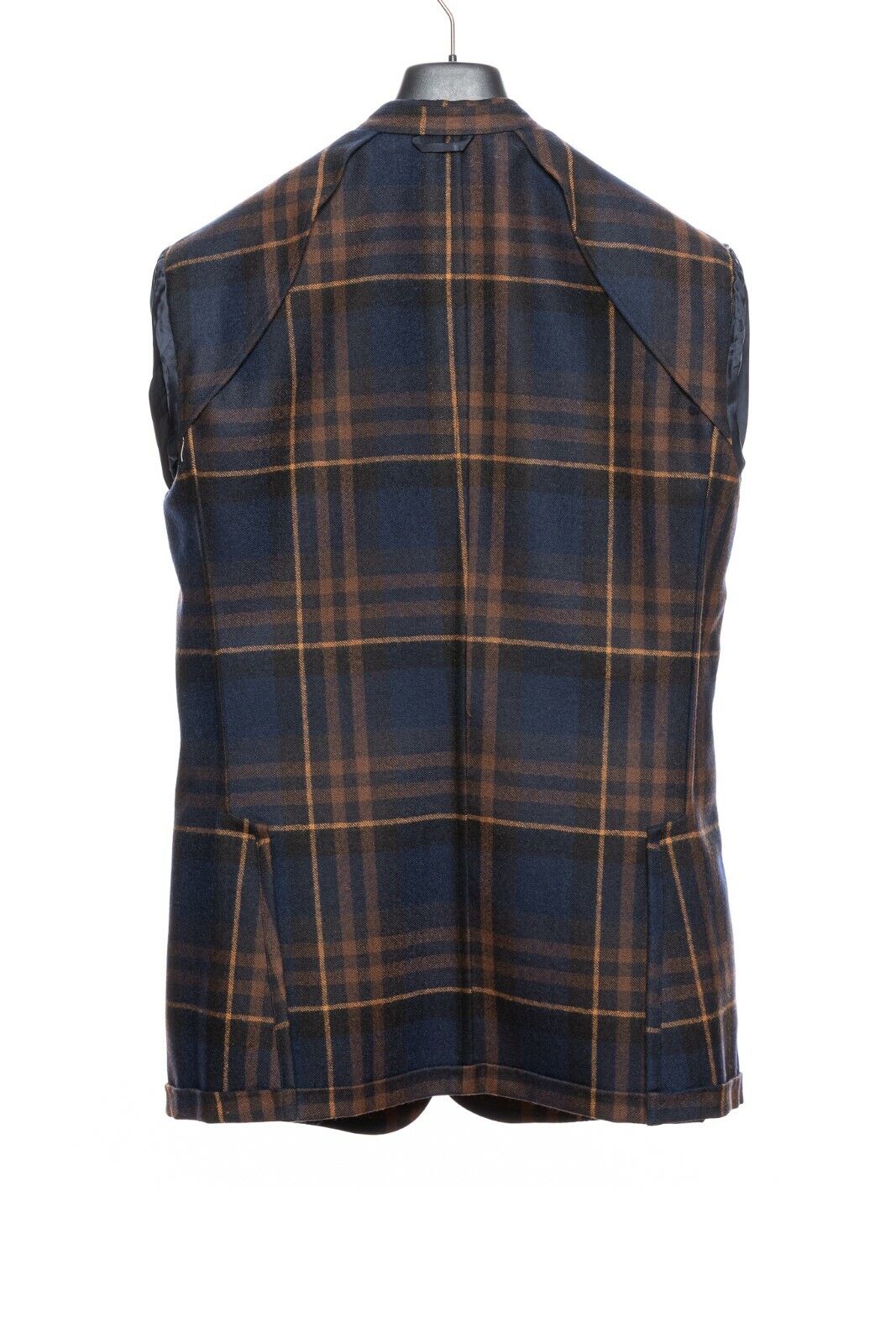 $2045 BELVEST Check Blue Rust Wool Jacket Blazer 42 US / 52 EU Drop 7R F/W 2018