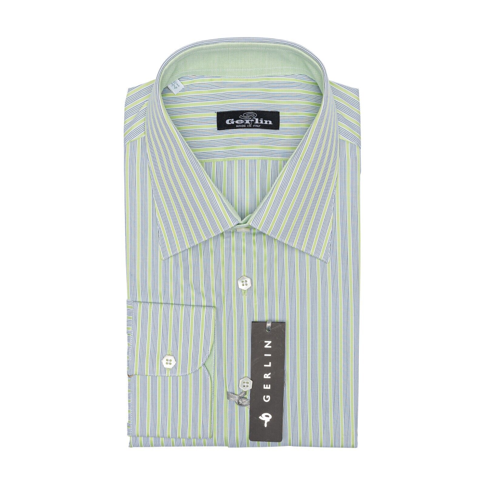 690$ LUXURY GERLIN Shirt Acid Green ALUMO Cotton 16 - 41 - 8N BIJAN